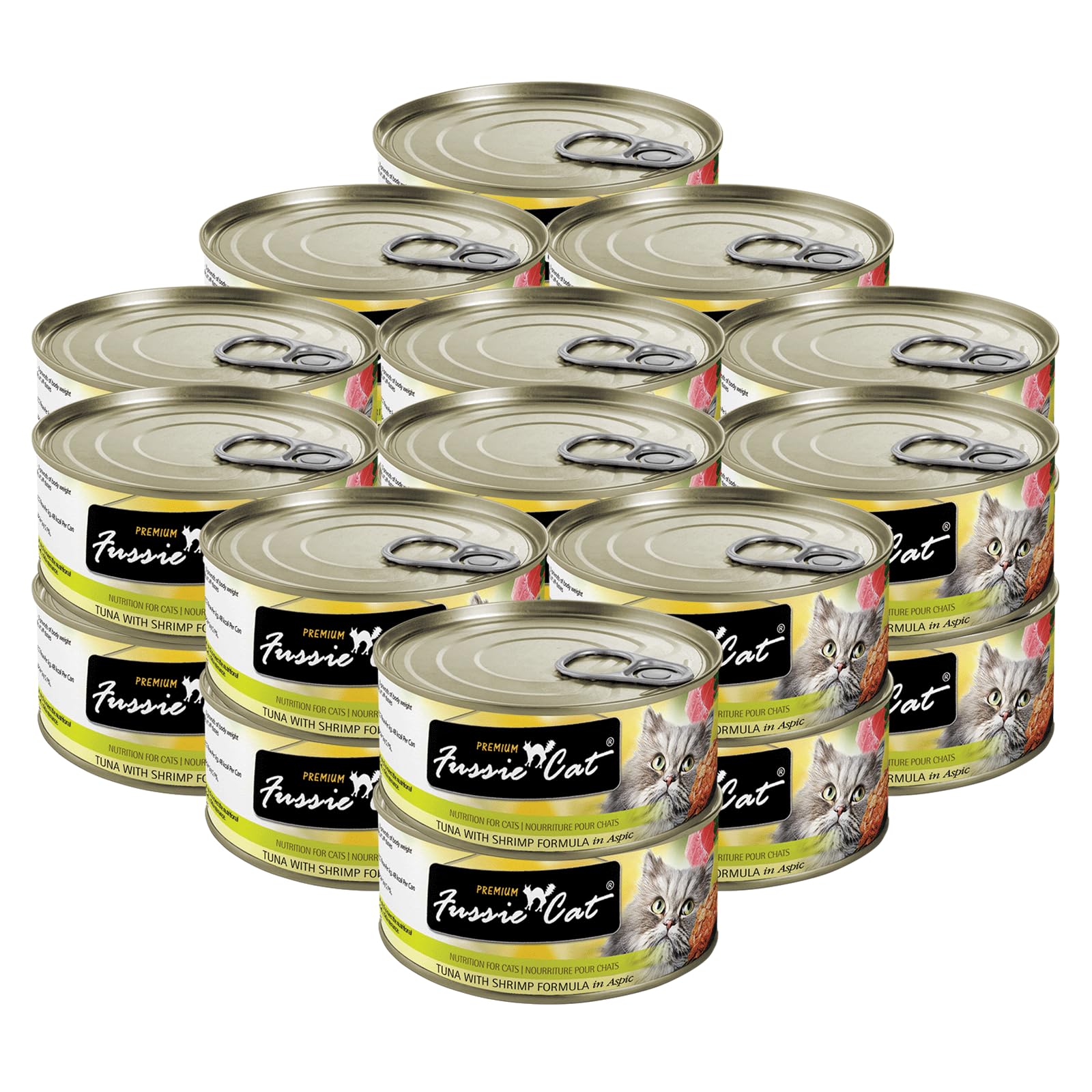 Fussie Cat Premium Tuna with Shrimp in Aspic Grain-Free Wet Cat Food 2.82oz, case of 24