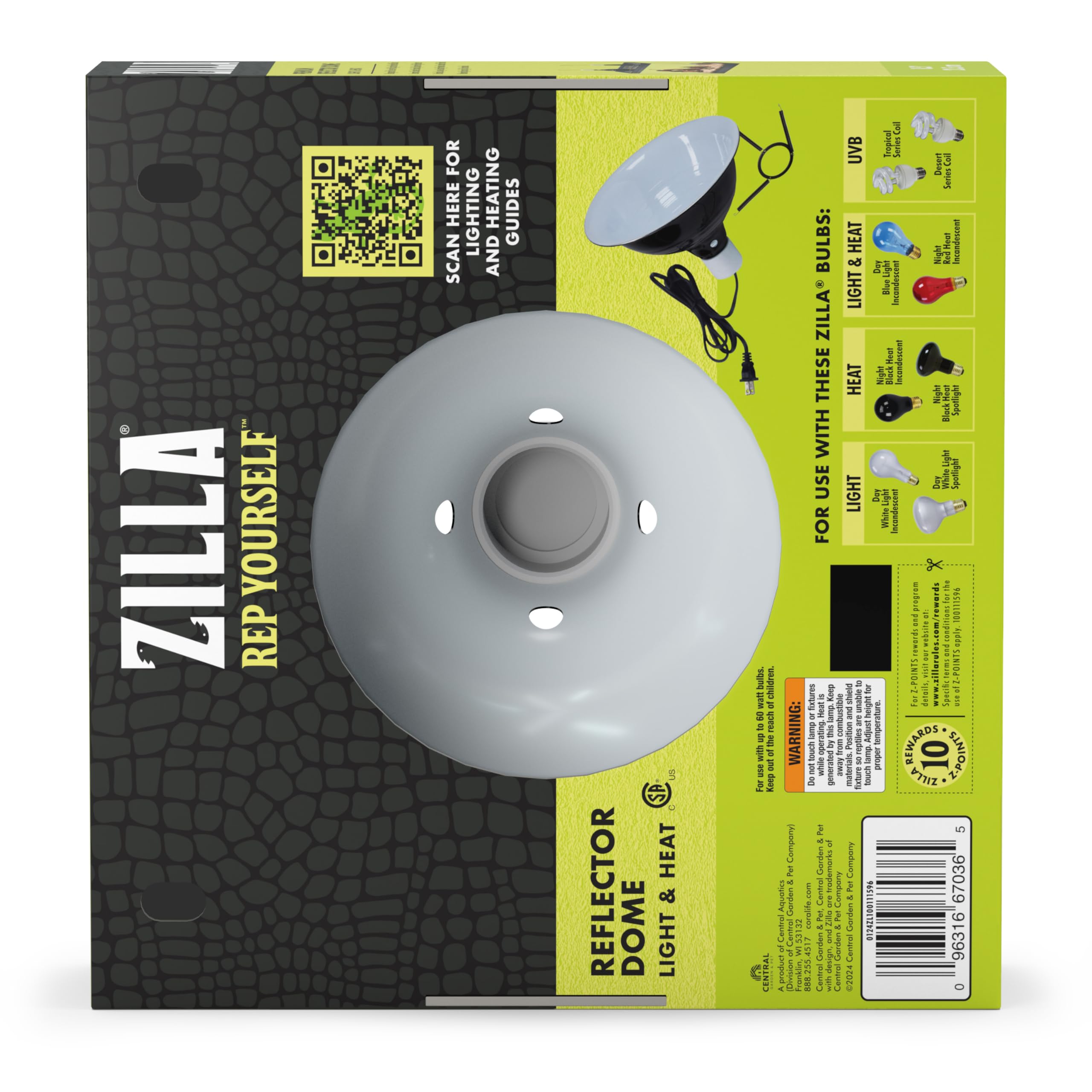 Zilla Pet Reptile Premium Heat Lamp Reflector Dome Fixture, 8.5 Inches