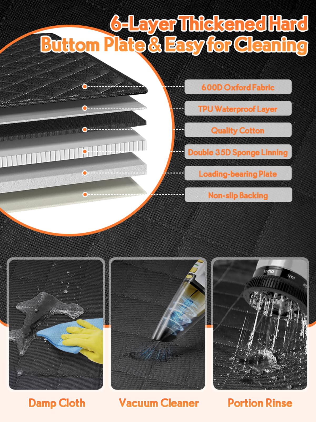 Turosur Dog Car Seat Cover For Back Seat Covers With Hard Bottom Waterproof Car Travel Bed With Mesh Window Pet Backseat Extende