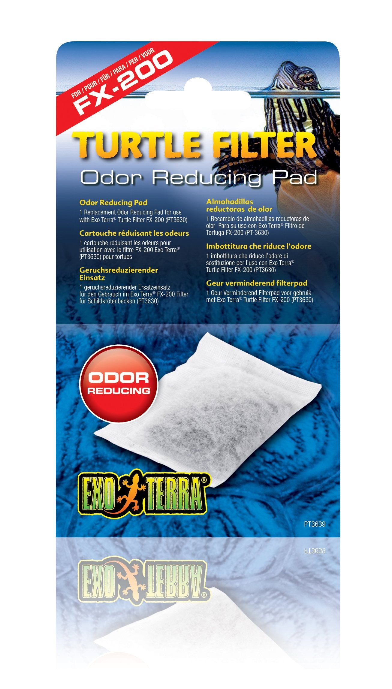 Exo Terra Turtle Filter Odor Reducing Pad, Replacement Filter Media For Aquatic Turtle Terrarium, Pt3639
