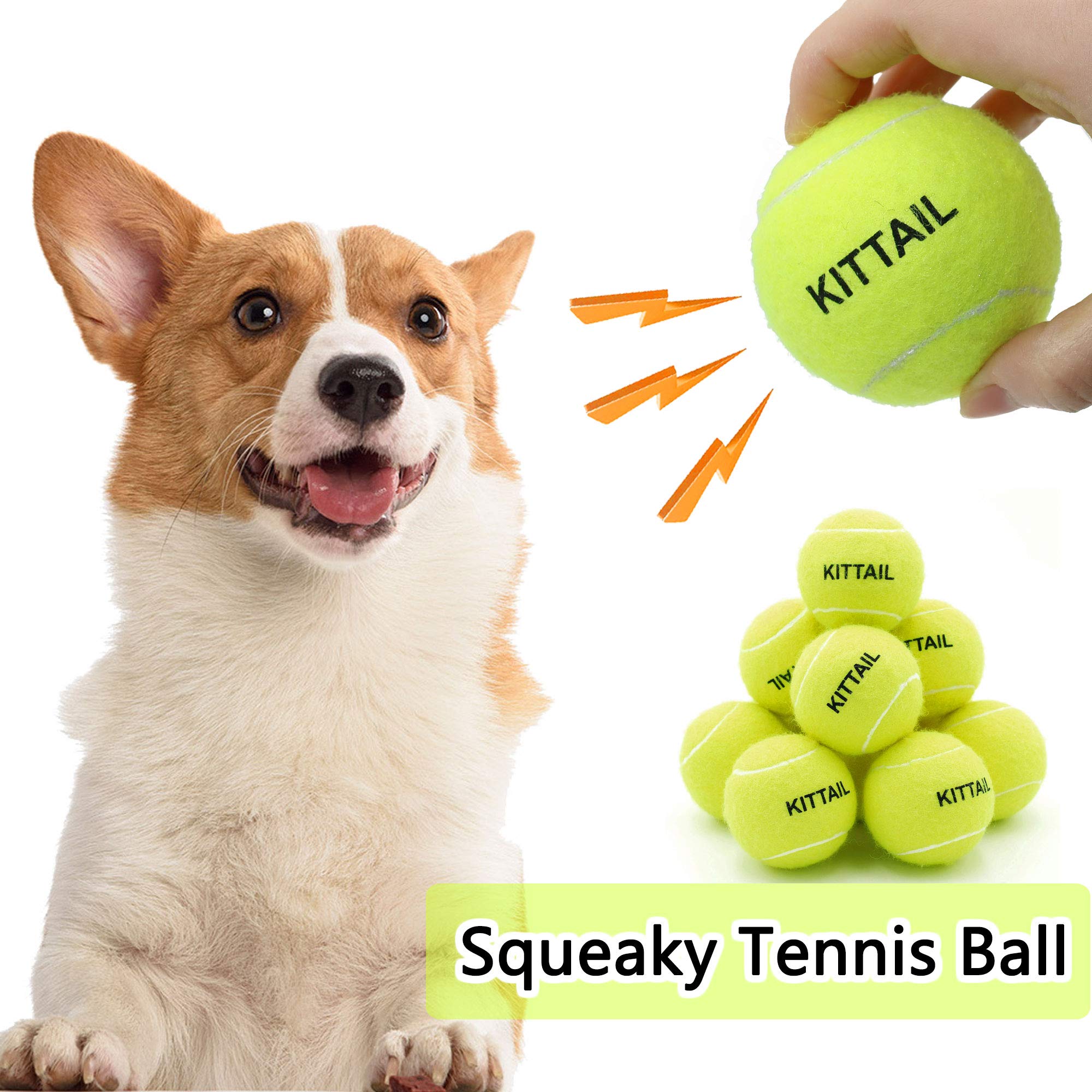 Kittail 12 Pcs Squeaky Tennis Balls For Dogs - 2.58' Interactive Doggy Toys - Mini Safe, Durable For Small Medium Large Dogs Training Playing, With 1 Reusable Carry Bag