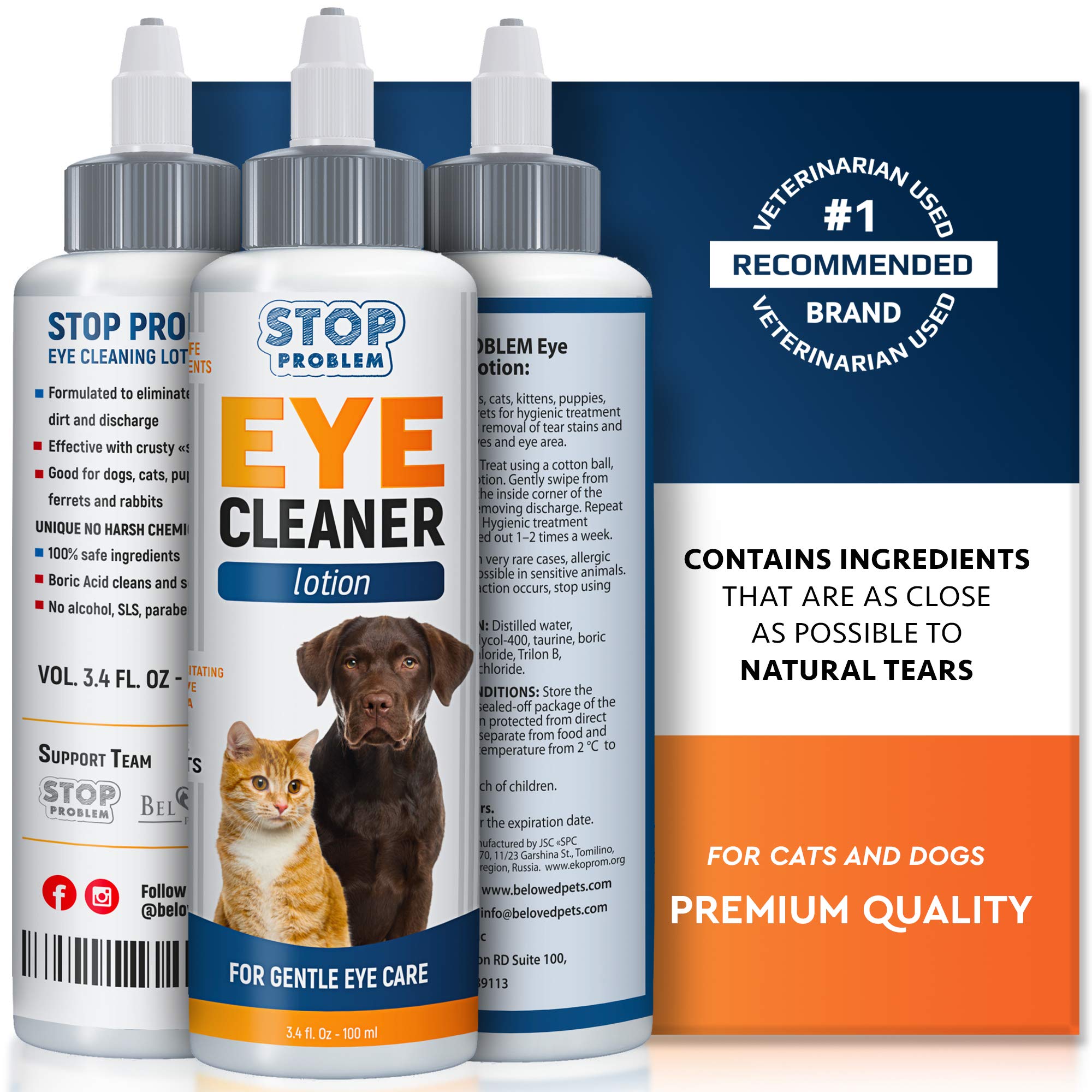 All Pets Eye Wash Drops for Relieve Pink Eye, Allergies Symptoms, Infections & Runny, Dry Eyes - Pain-Free Treatment Helps Preve