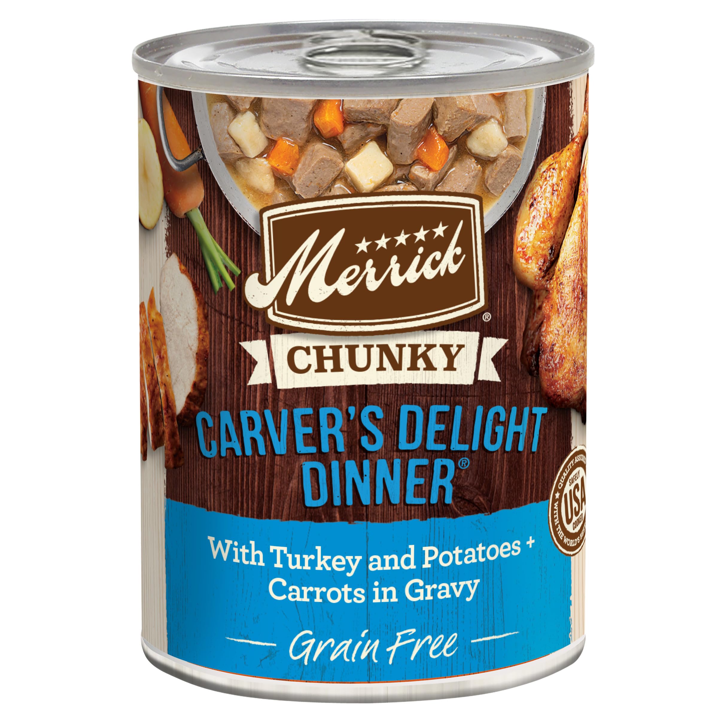Merrick Chunky Grain Free Premium And Wholesome Canned Dog Food, Real Meat Carvers Delight Dinner In Gravy - (Pack of 12) 12.7 o