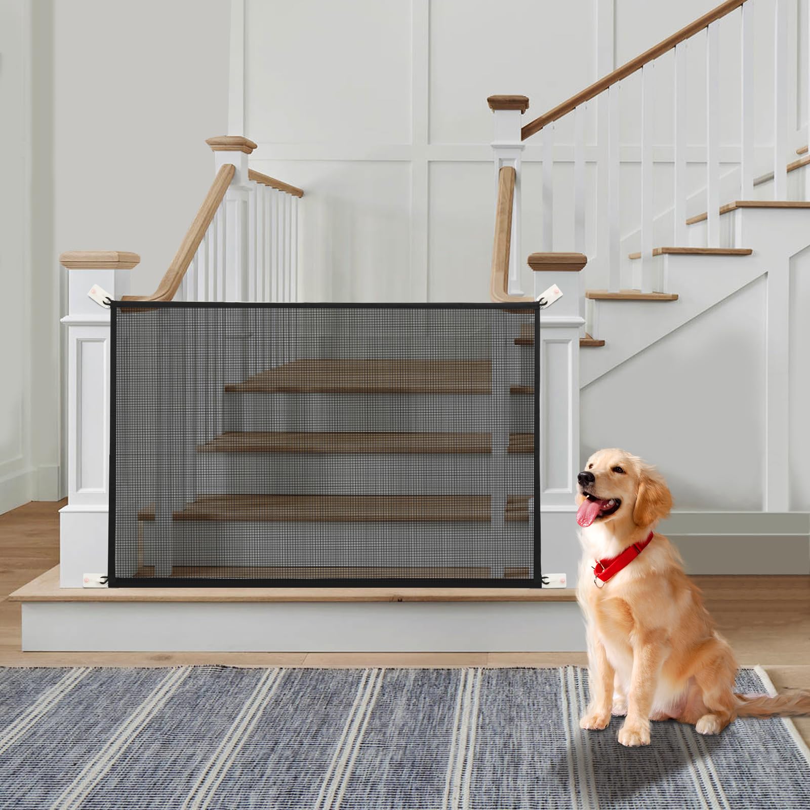 Cupount Baby Gate for Stairs - Dog Gate Indoor Mesh Pet Gates for Doorways (Black, 30 H x 41 W)