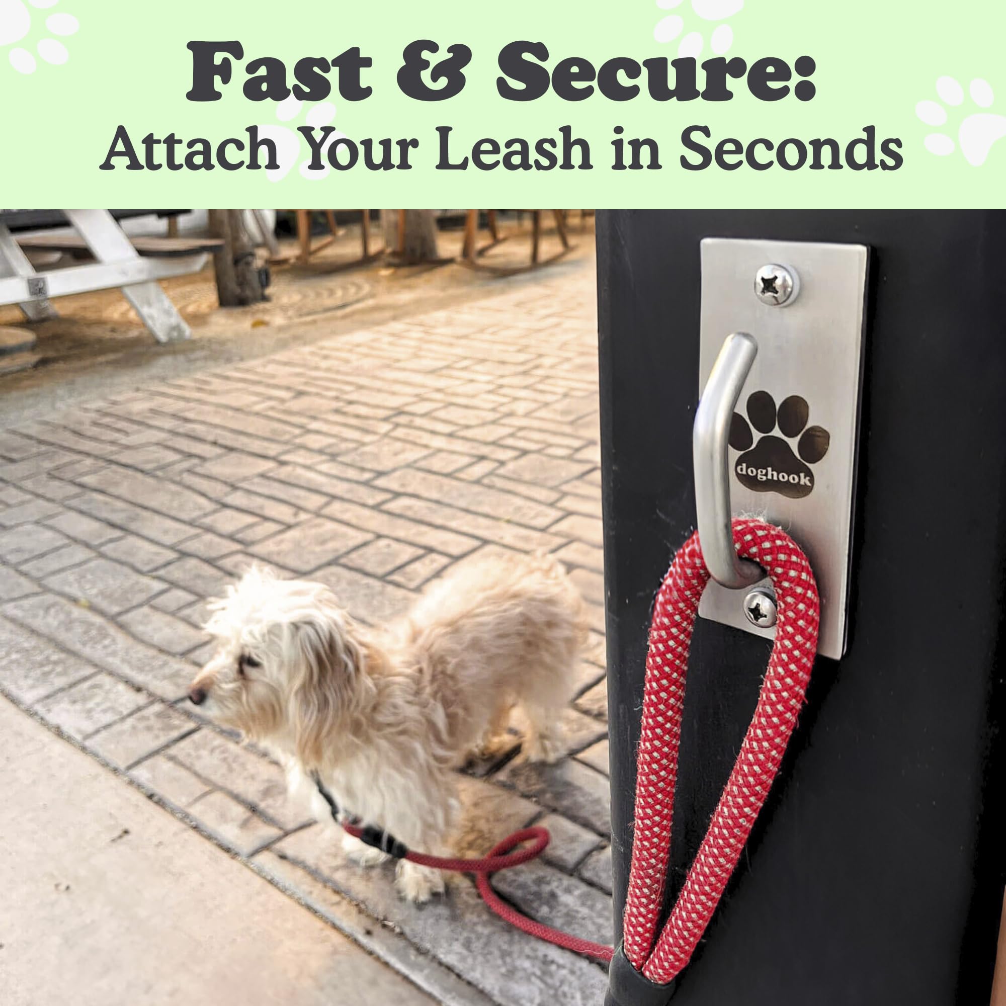 Canine Hitch- Secure Dog Leash Parking Mounted Indoor - Outdoor Wall Hook - Tie Out Stainless Steel Practical Lead Management Fo