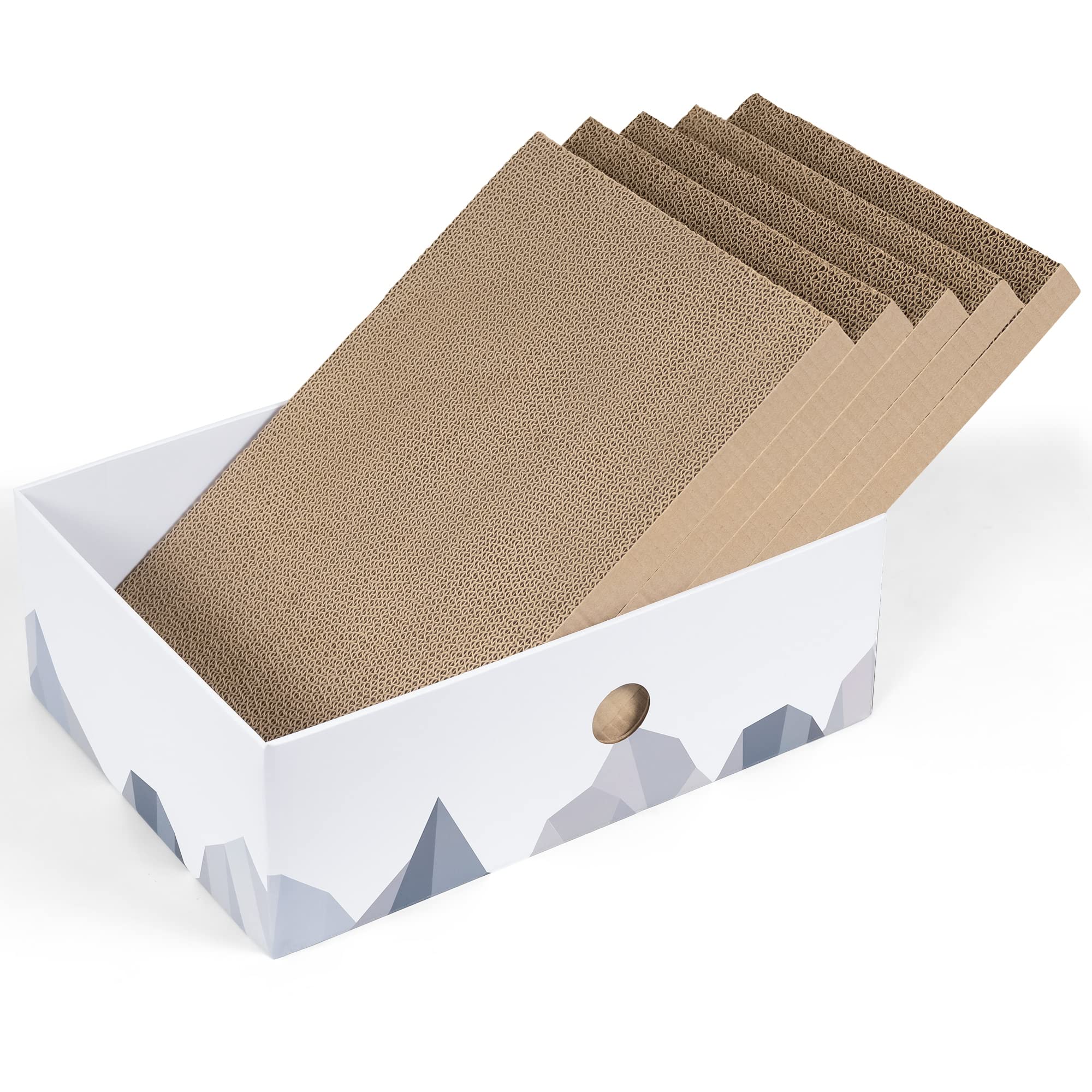 Conlun Cat Scratcher Box with Cat Scratching Pad, Cardboard Lounger Heavy-Duty Double-Sided Cardboard Cat Scratcher, Cat Bed for
