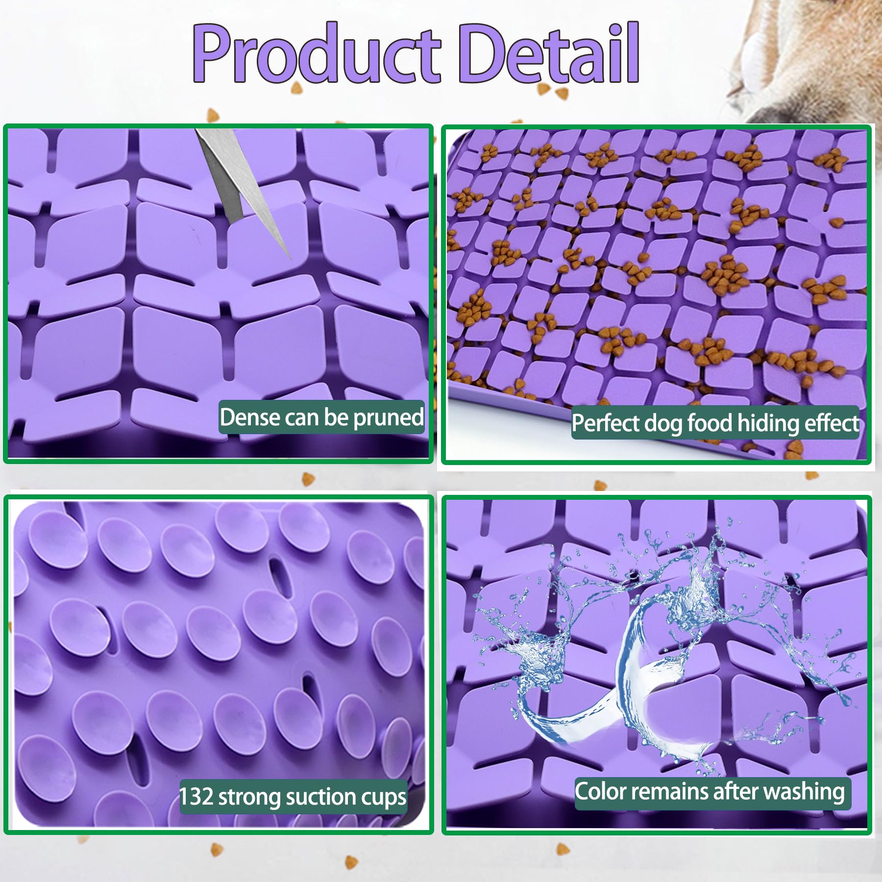 Femont Silicone Snuffle Mat for Large Dogs,Slow Feeder Lick Mat for Pet Slow Down Eating,Encourages Natural Foraging Skill,Relie