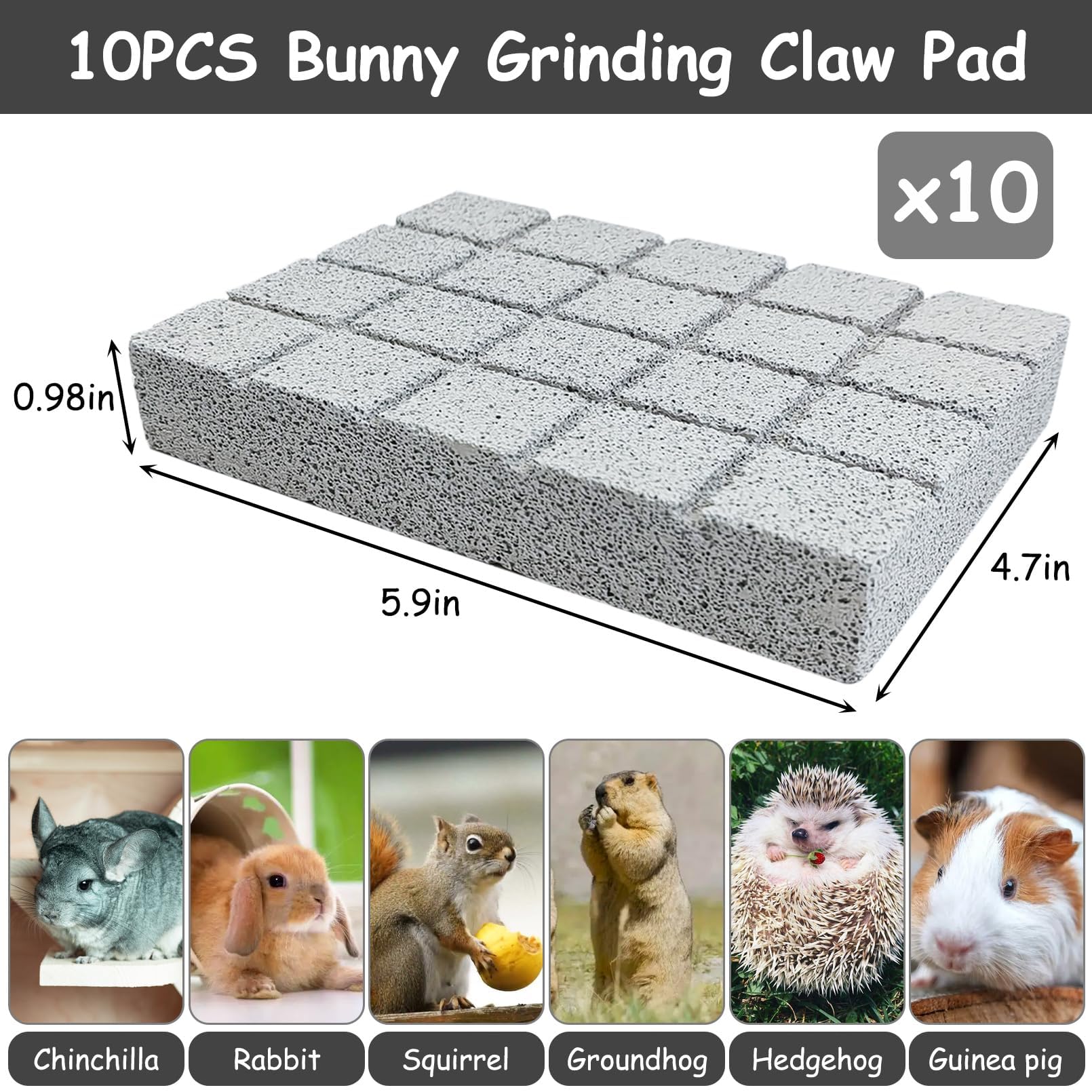 Hamiledyi 10Pcs Rabbit Scratching Pad Bunny Lava Grinding Claw Board Small Animal Foot Pad Hamster Chew Toys For Gerbil Chinchil
