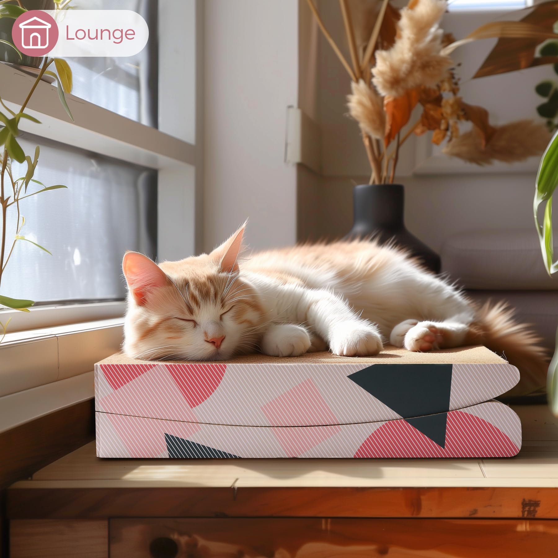 Comsaf Cat Scratcher Carboard Pad Long Curved Foldable 32'X10', Wide Kitty Cat Scratching Pad Recycle Corrugate Scratcher Cat Scratch Lounge Long Lasting Reversible