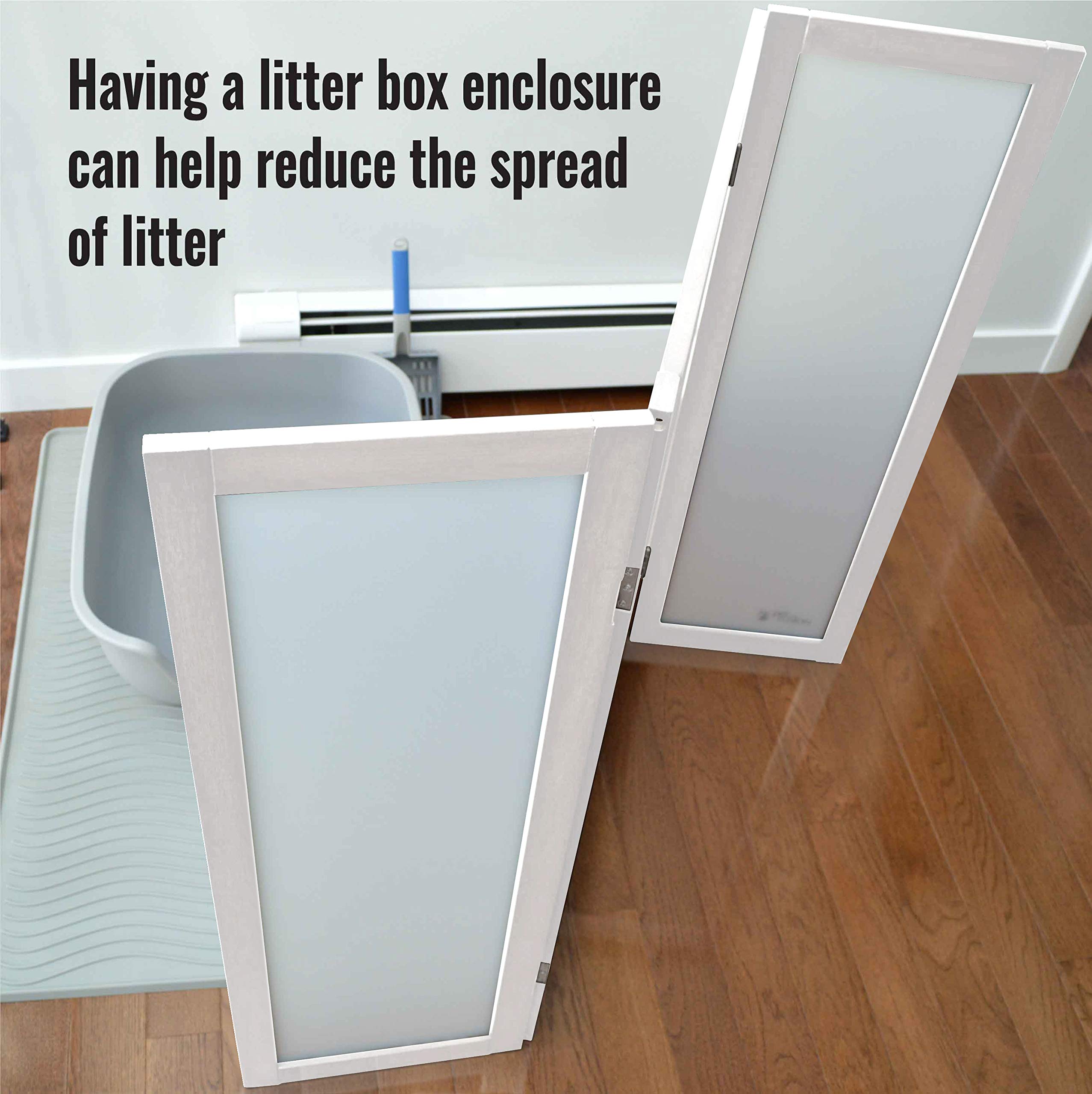 Petfusion Modestcat Litter Box Privacy Screen (3' Tall; 4' Wide, White).