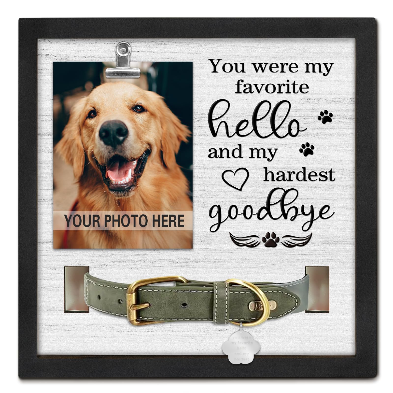 Purefly Pet Loss Gift, Memorial Sympathy Gifts For Loss Of Dog, Pet Memorial Frame With Collar Holder, Cat Memorial Gift, My Har