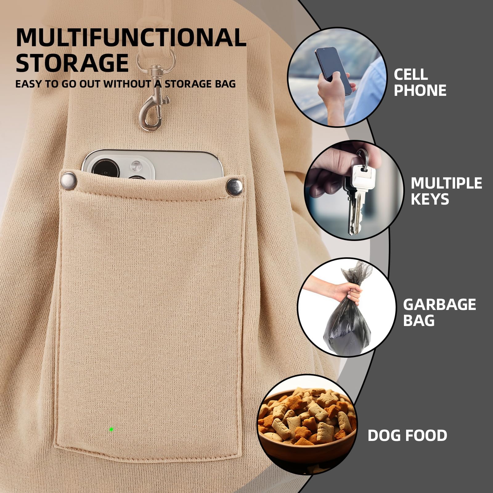 Dog Carrier Sling - Reversible Puppy Carrier Purse With Storage Pocket, Hand-Free Dog Sling Carrier For Carry Small Dogs And Cats, Travel Safety Harness, Dog And Cat Harness (Apricot)