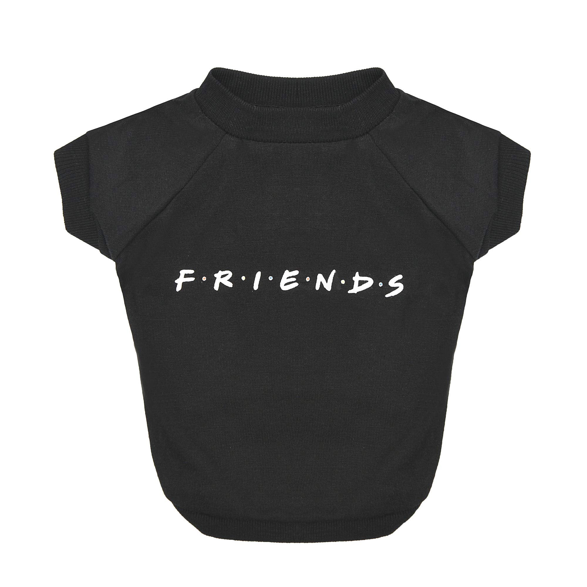 Friends the TV Show Iconic Logo Dog T Shirt in Black  Soft Dog Shirt, Machine Washable Pull-Over Dog Tshirt, Light Weight and Se
