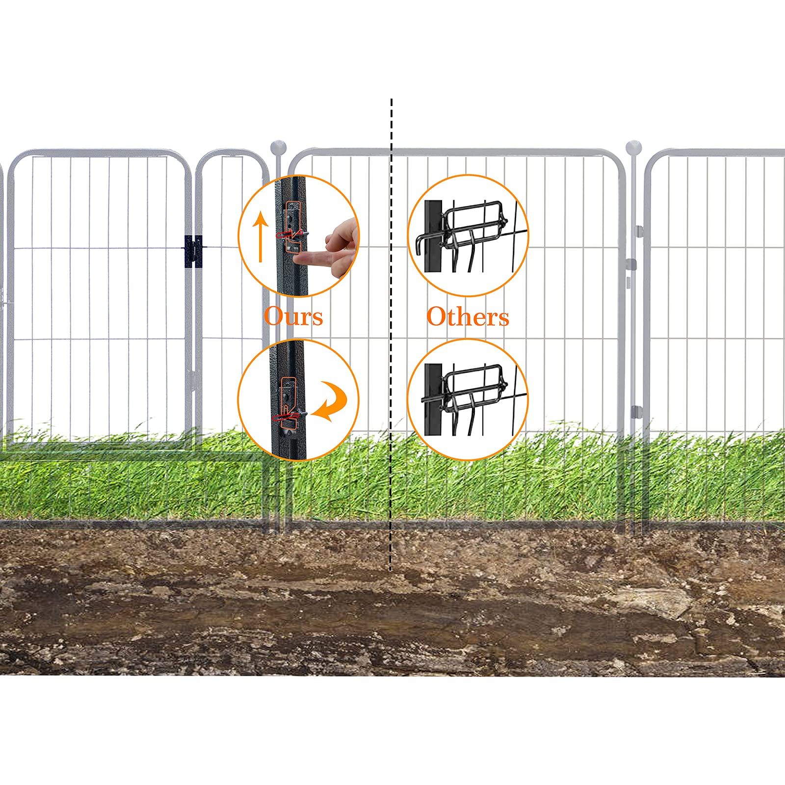 Dog Playpen,24/32/40 Inch Height In Heavy Duty,Folding Indoor Outdoor Dog Exercise Fence, Portable Pet Playpen With Door For Large Medium Dogs - Silver Gray (8 Panels, 32 Inch)