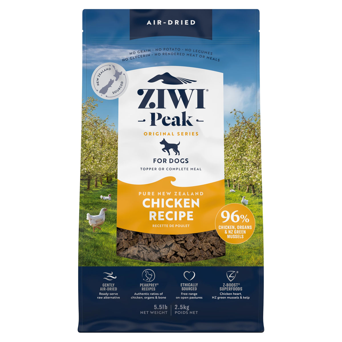 Ziwi Peak Air-Dried Dog Food - Chicken - All Natural, High Protein, Grain Free, Limited Ingredient W/ Superfoods (88Oz)