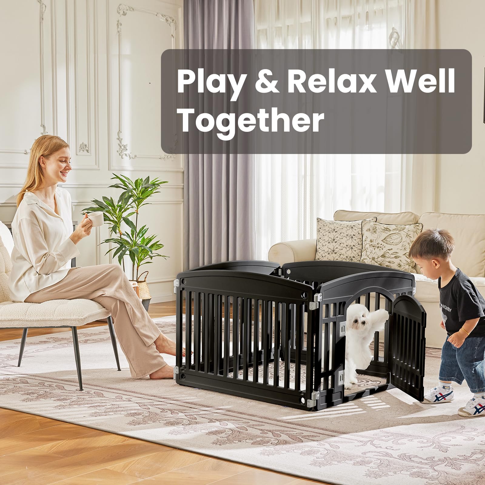 Sweetcrispy Plastic Dog Playpen - 4-Panel 24'' Expandable & Durable Pet Fence For Small To Medium Dogs - Indoor & Outdoor Portab
