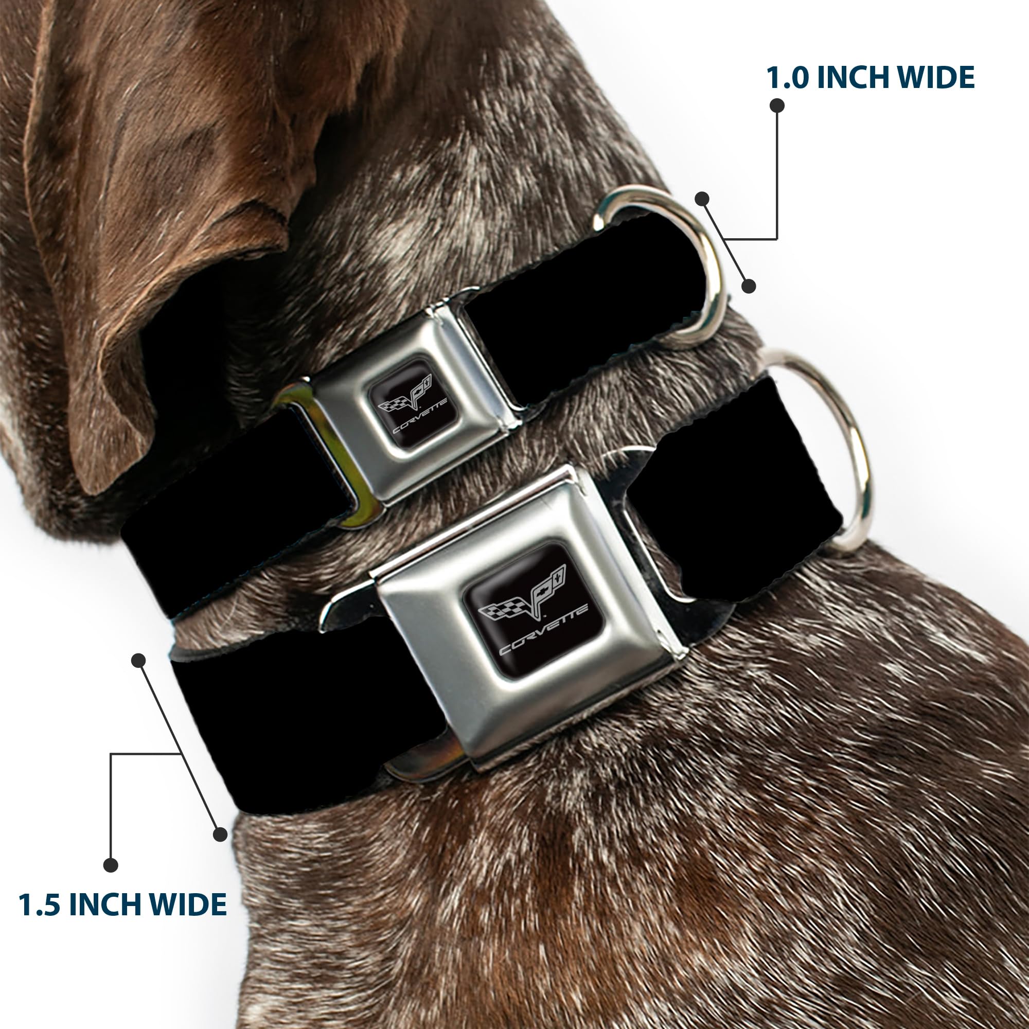 Buckle-Down Seatbelt Buckle Dog Collar - C6 Logo Repeat - 1.5' Wide - Fits 16-23' Neck - Medium