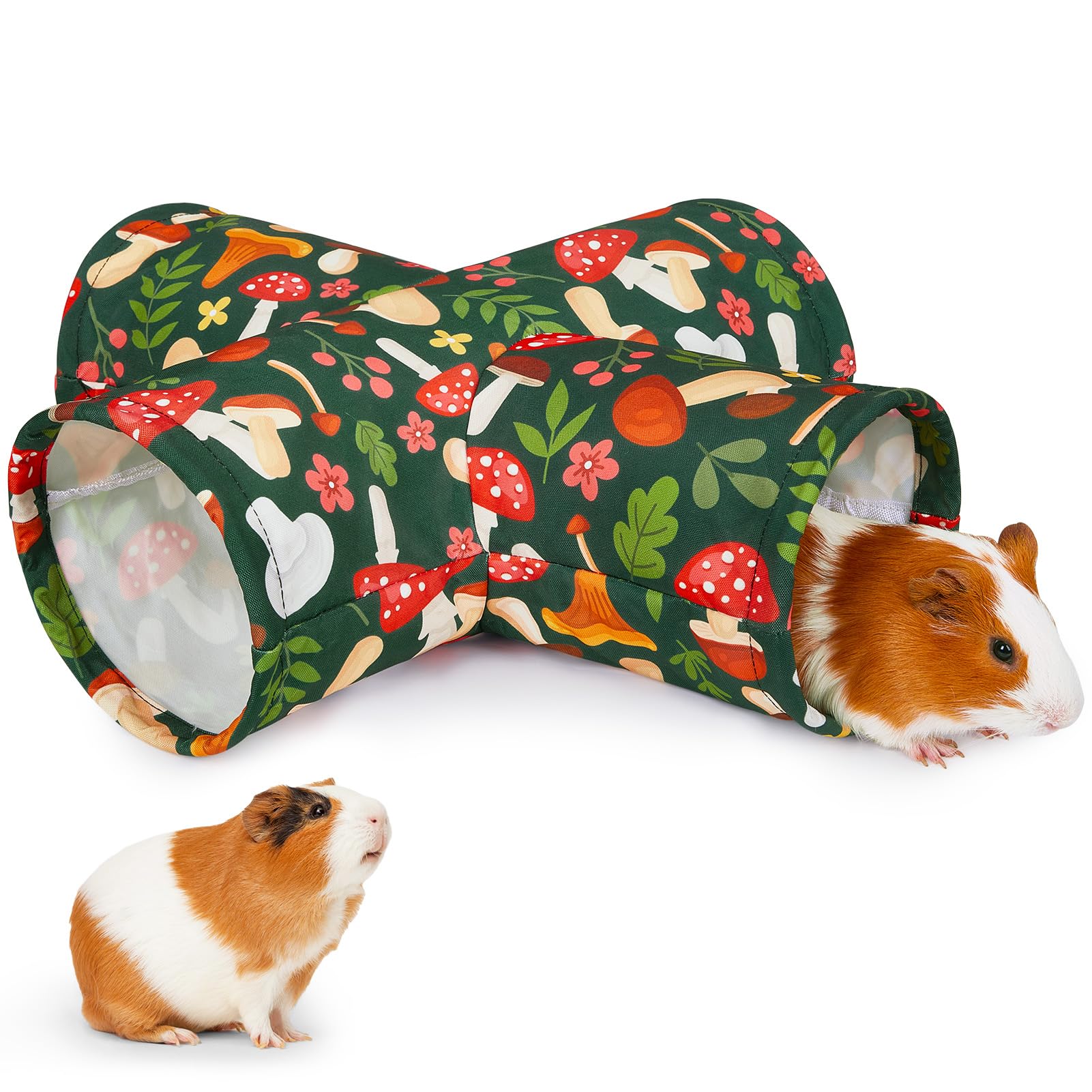 Bienbee Guinea Pig Tunnel, 4 Way Washable Guinea Pig Hideout,Foldable Rabbit Tunnel Guinea Pigs Toys For Bunny Hamster Chinchill