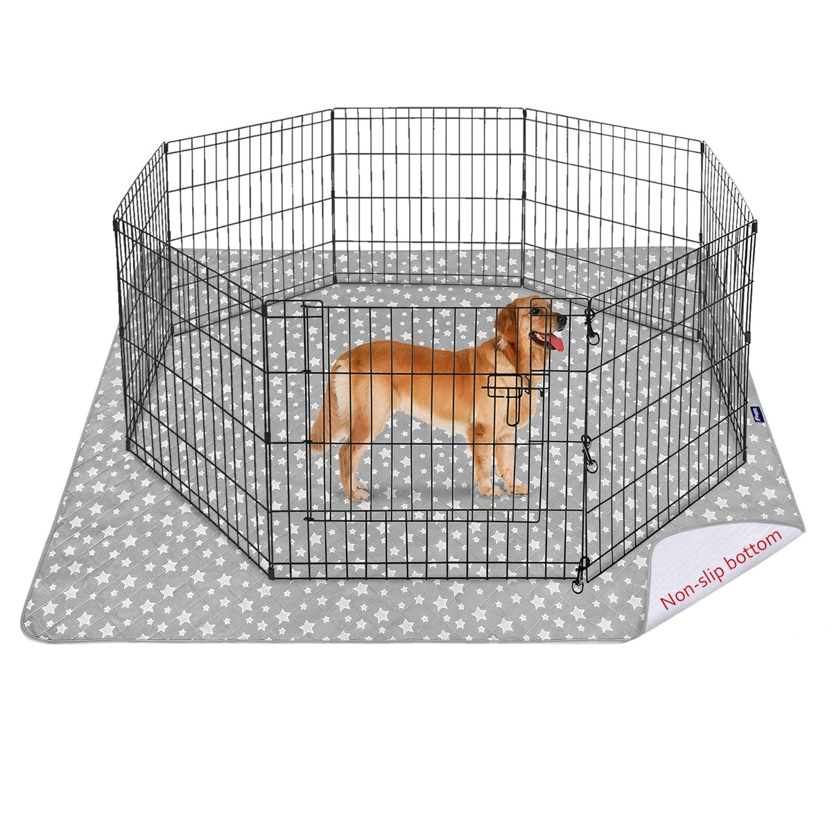 Washable Pee Pads For Dogs 65' X 48', Reusable Quilted Dog Playpen Pads For Large Dogs, Non-Slip Whelping Pads, For Training, Travel, Whelping, Housebreaking, Incontinence, Star