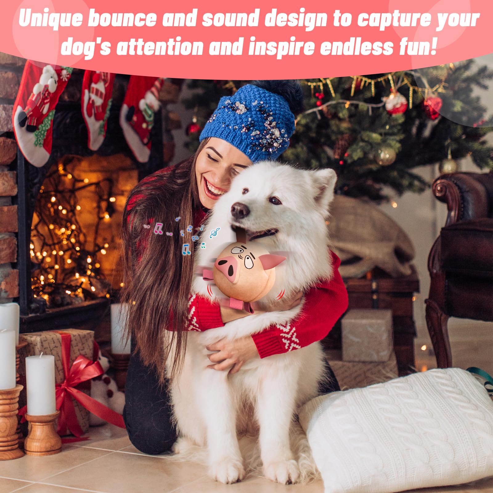 Qdan Interactive Dog Toys - Bouncing Ball For Dogs, Remote Control, Jumping Dog Balls With Recording And Music Modes, Dog Birthd