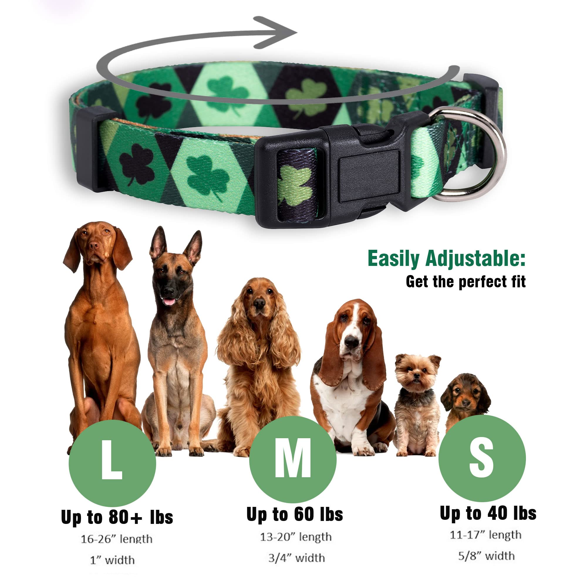Native Pup St Patricks Dog Collar- Saint Patrick Green Shamrock Pet Collars- St. Patricks Lucky Irish- Cute Boy Girl Puppy Gift-