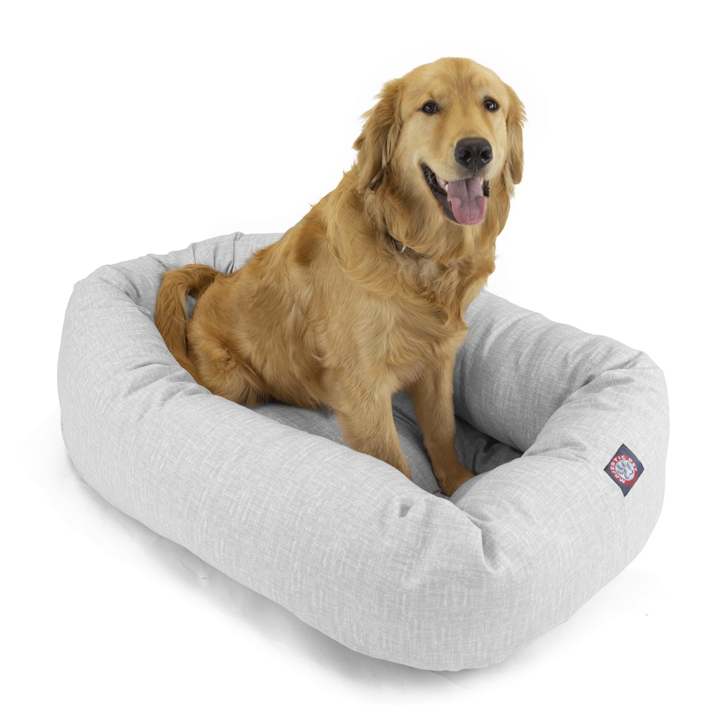 Majestic Pet 32 Inch Bagel Calming Dog Bed - Washable, Cozy Soft Round With Spine Support - Fluffy Donut 32x23x7 Inch Medium Pet