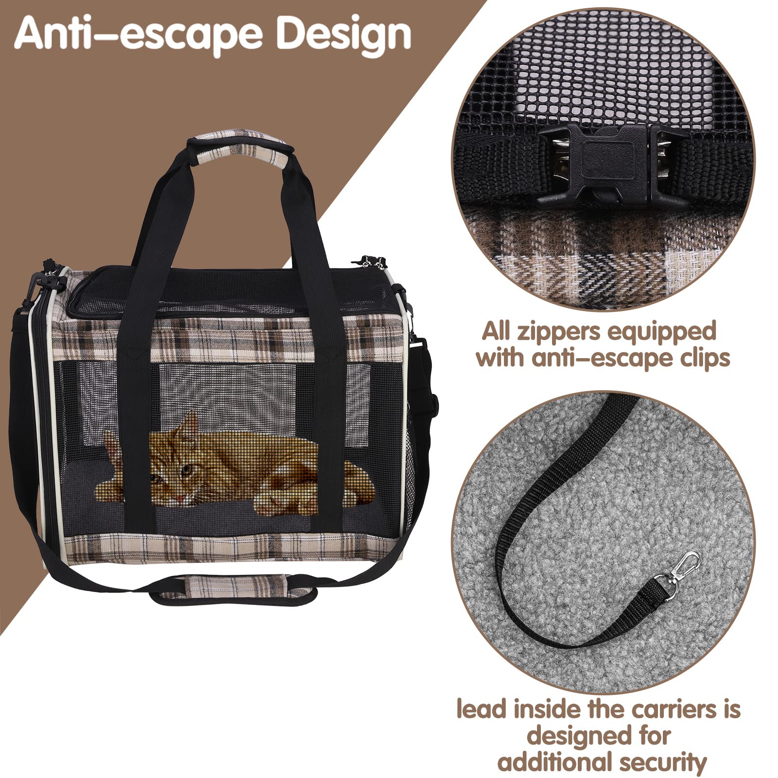 Expawlorer Cat Carrier Large, Soft-Sided Pet Carrier For Cat,Top Load Cat Travel Carriers For Medium Cats Under 25, Airline Appr