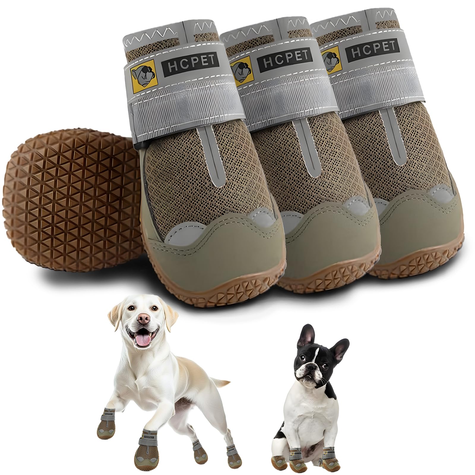 Hcpet Dog Boots Breathable Dog Shoes For Medium Large Dogs, Anti-Slip Dog Booties Paw Protector For For Hot Pavement Winter Snow Hiking With Reflective Straps 4Pcs