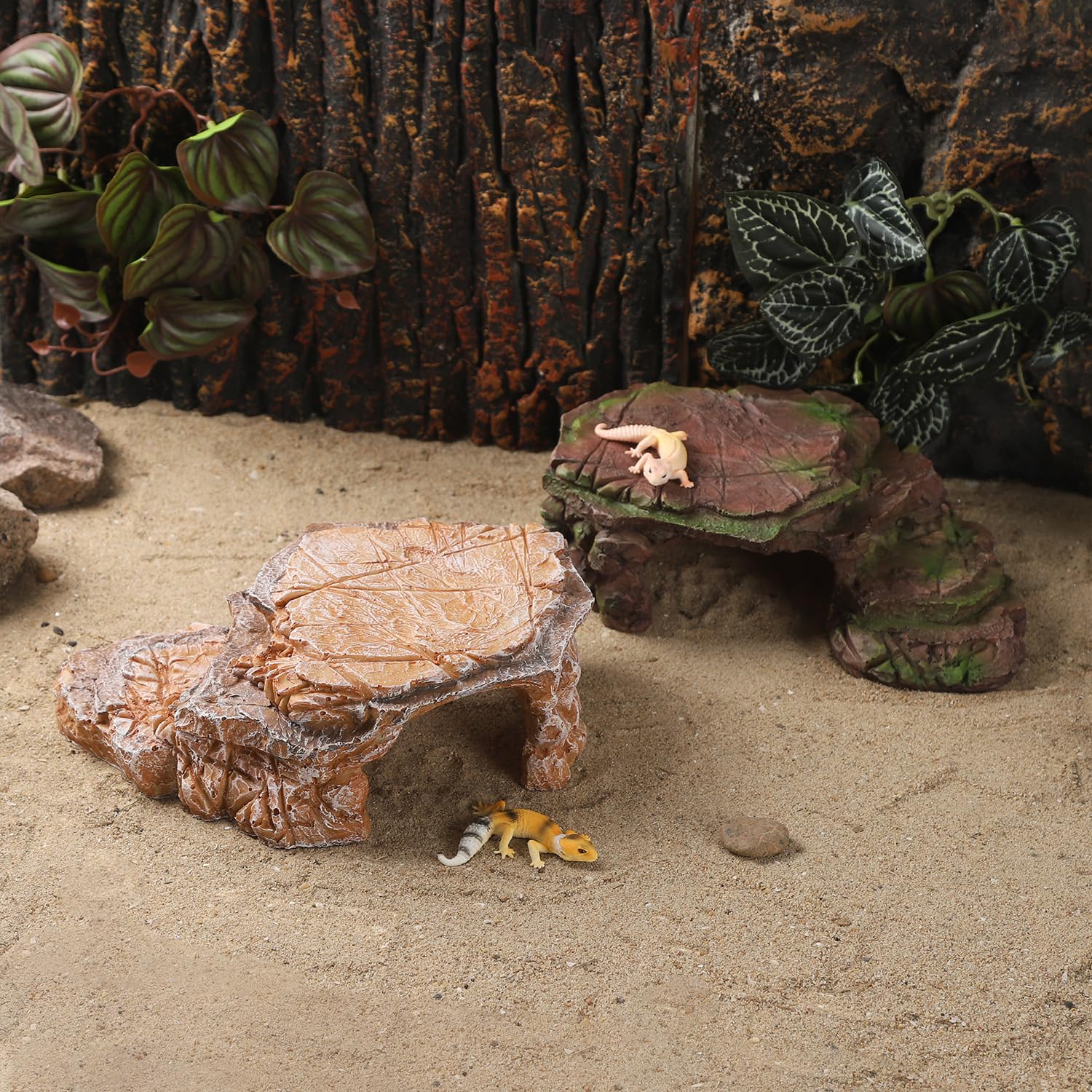 Ibwell Turtle Basking Climbing Platform Aquarium Fish Tank Ornament Reptile Climbing Ramp Decorations For Salamanders Amphibians Newts, Terrace Tortoise Resting - Sandybrown