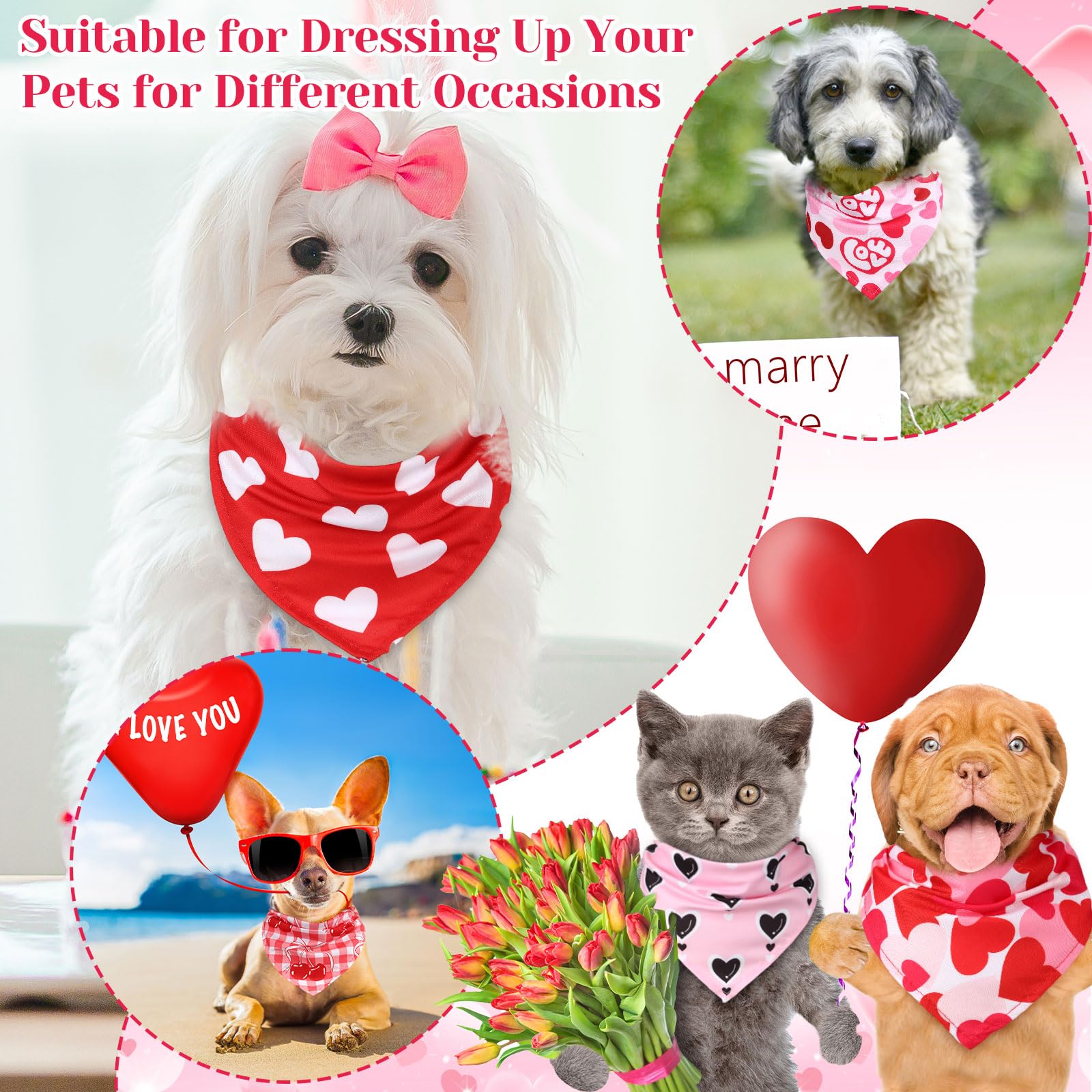 Amylove 120 Pcs Dog Bandanas Bulk Holiday Triangle Dog Pack Puppy Kerchief Bandana Adjustable Pet Scarf For Pet Cat Costume Acce