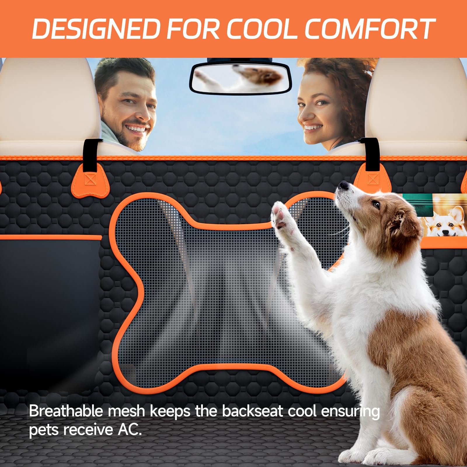 Yfchangle Back Seat Extender For Dogs,Waterproof Back Seat Pet Cover For Dogs,Hard Bottom Up To 500Lbs Dog Car Seat Cover For Ba