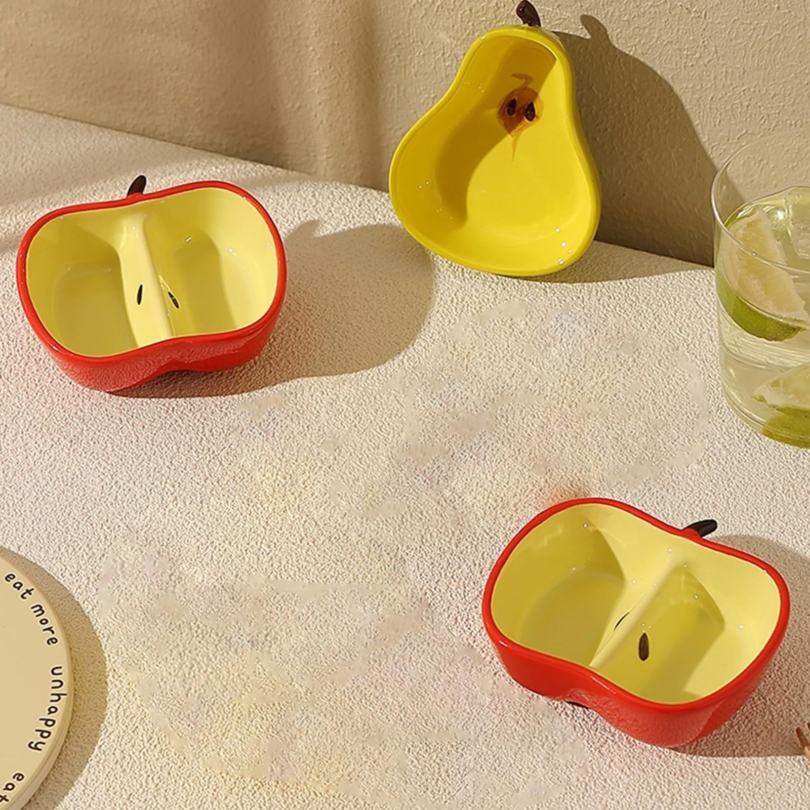 LuckyOpt Ceramic Pet Hamster Bowl, Cute Fruit Easy to Clean Anti Flipping Hamster Food and Water Bowl, Small Animal Bowls for Dw