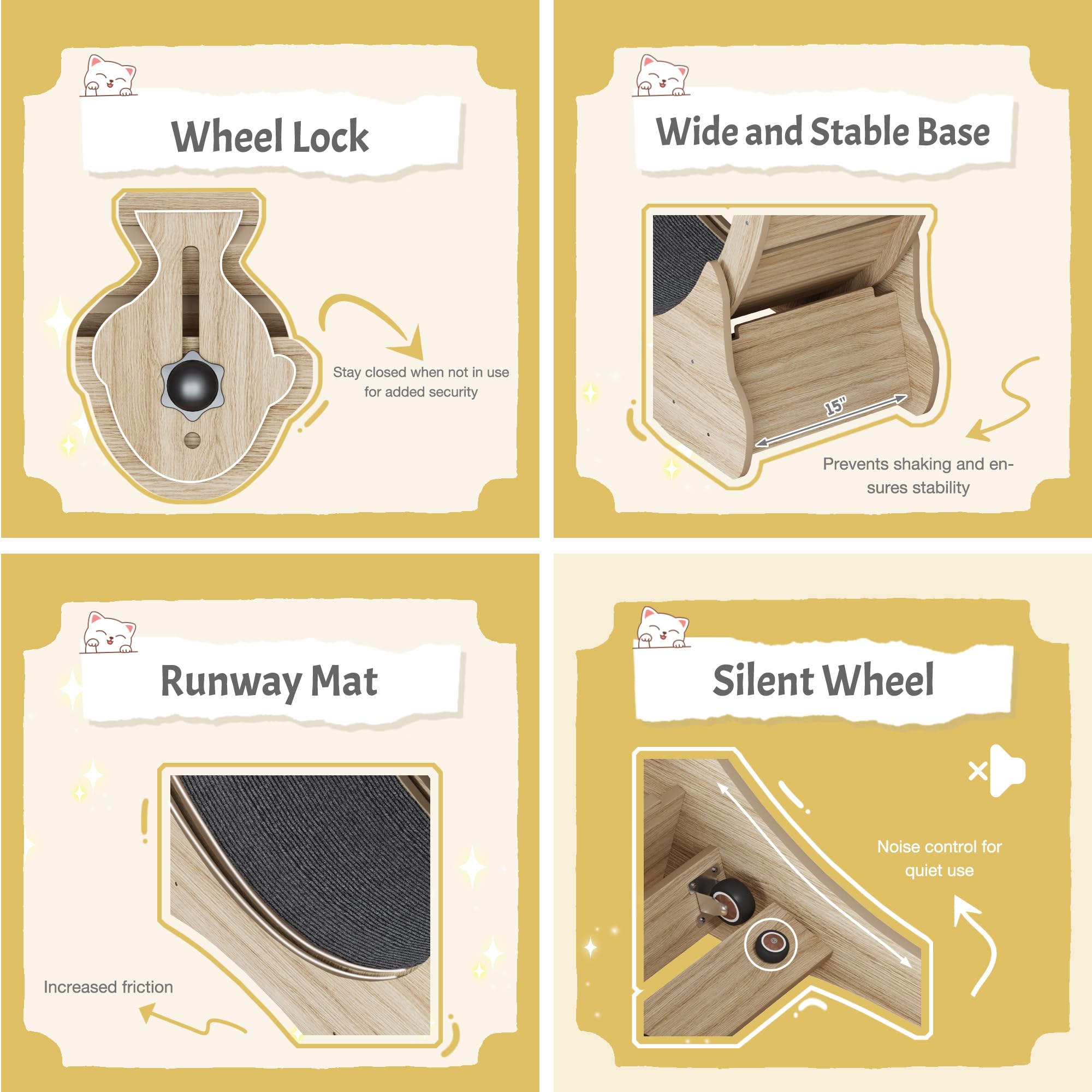 Warcat Cat Exercise Wheel, Large Cat Exercise Running Wheel With Locking Mechanism/Silent Wheel/Carpeted Runway,Cat Treadmill Fo