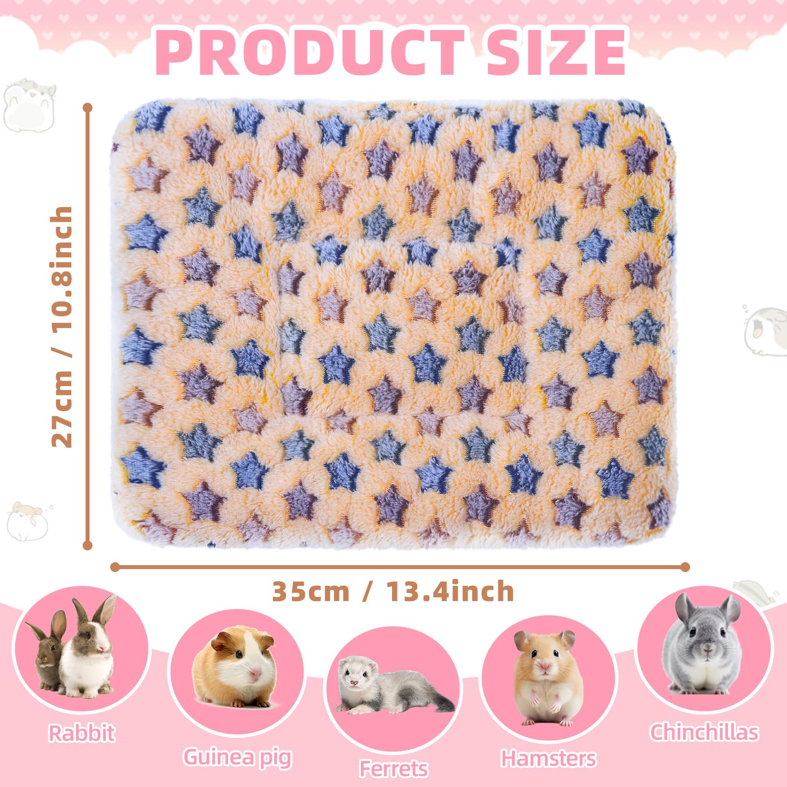 Yedsintu 2 Pcs Guinea Pig Bed, Washable Rabbit Bunny Bed Mat Warm Small Animal Bed Pad Guinea Pig Pillow Pet Bed Mat For Chinchi