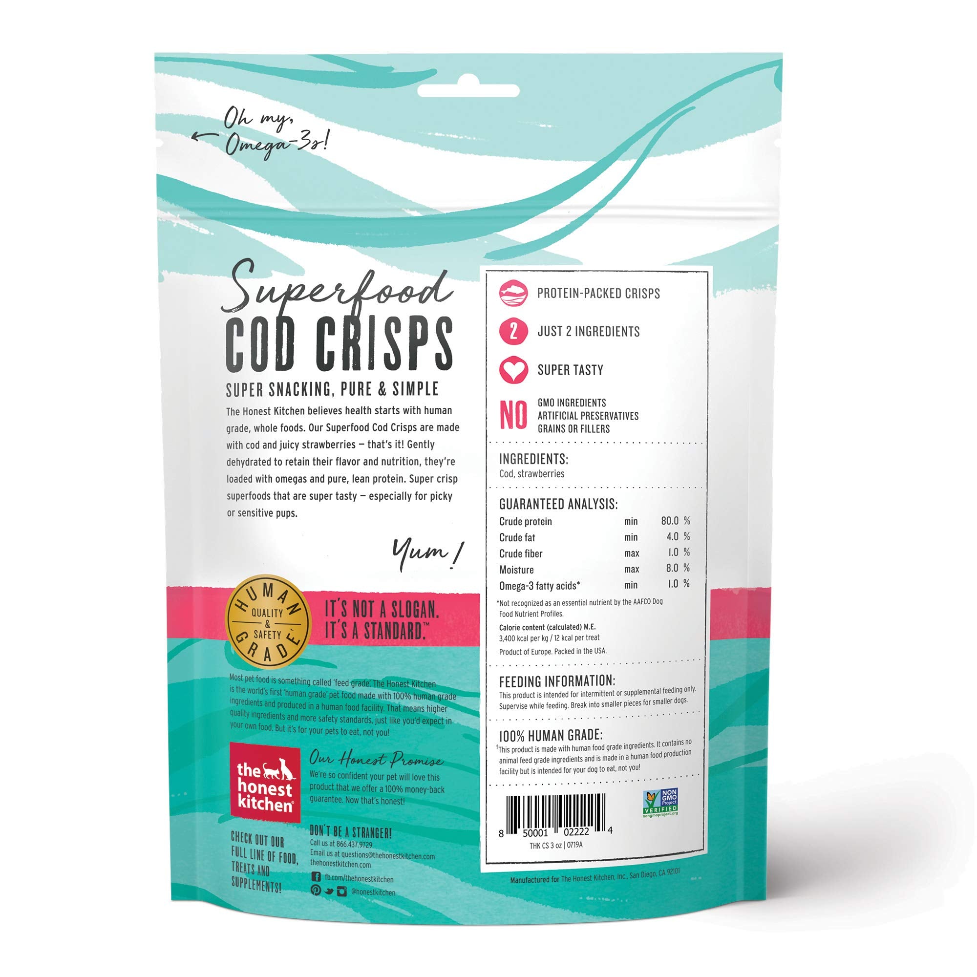 The Honest Kitchen Superfood Cod Crisps: Cod & Strawberry, 3 oz