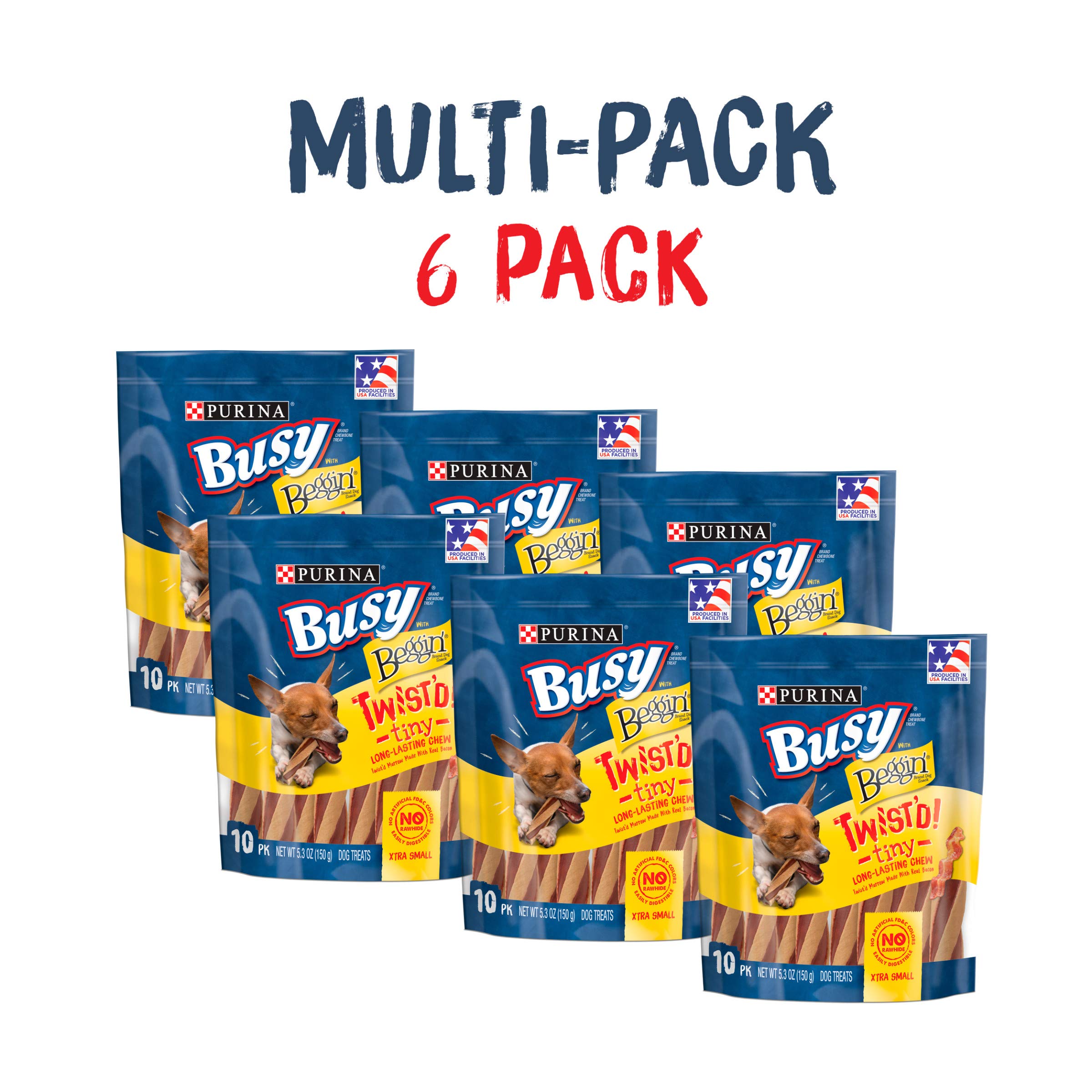 Purina Busy with Beggin Twistd Tiny Adult Dog Chew Bone Treats - (Pack of 6) 10 Ct. Pouches