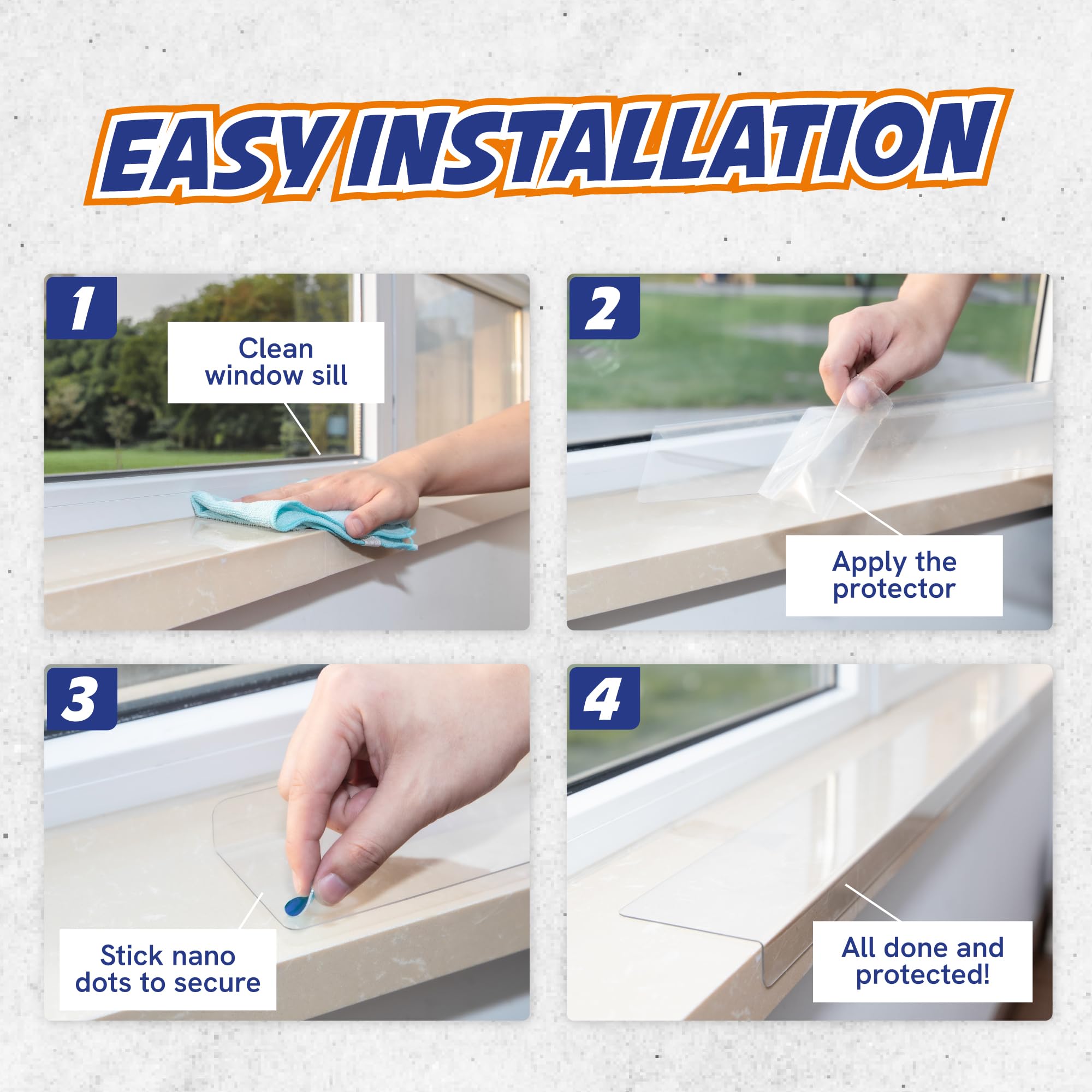 Panther Armor Regular Window Sill Protector For Pets - Scratch-Resistant, Durable & Transparent - Easy Peel & Stick Installation