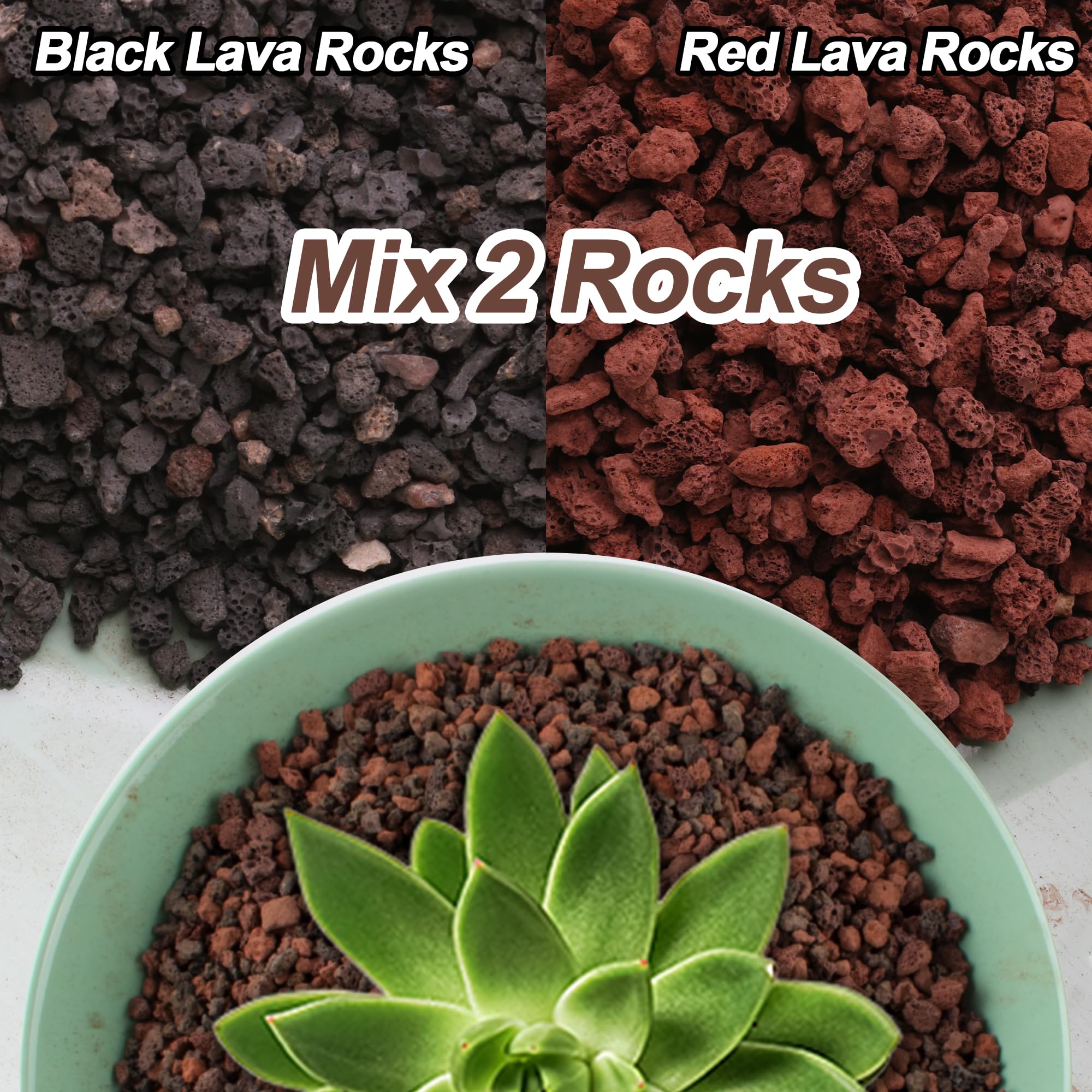 CJGQ 18lb Mix Lava Rocks for Plants - Horticultural Volcanic Rock Gravel for Landscaping, Succulents, Bonsai, Vase Fillers, Terr
