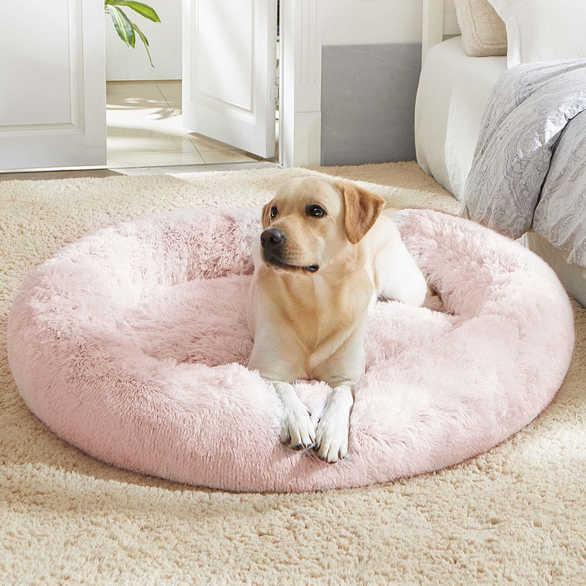 Western Home Wh Calming Dog & Cat Donut Cuddler, Anti-Anxiety Warming Cozy Soft Round Bed, Fluffy Faux Fur Plush Cushion For Small Medium Dogs And Cats (20'/24'/30'/36')