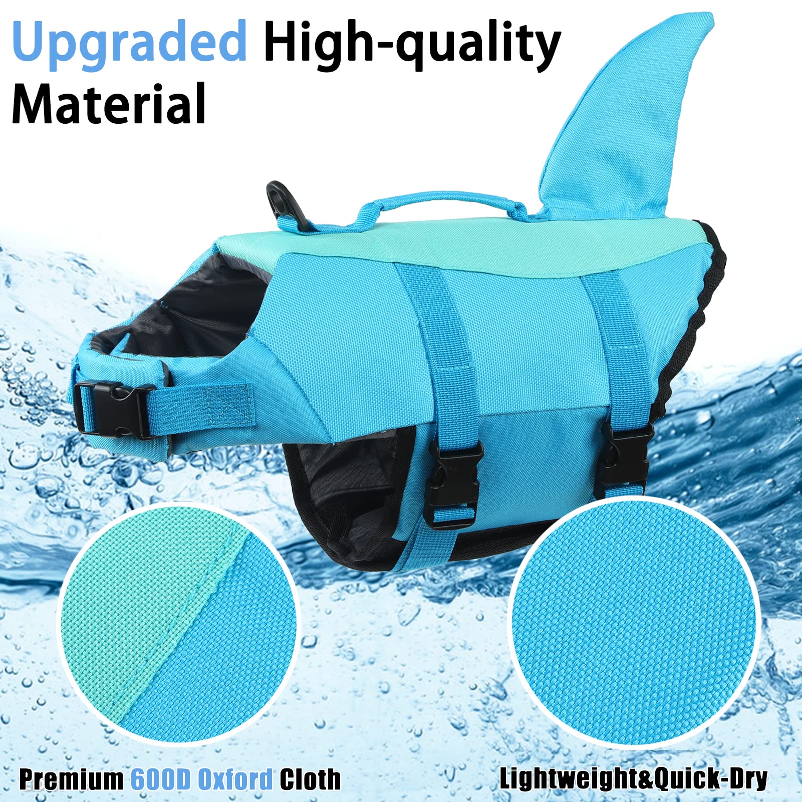 Emust Dog Life Jacket, Ripstop Dog Lifesaver Vests With Rescue Handle For Small Medium And Large Dogs, Pet Safety Swimsuit Preserver For Swimming Pool Beach Boating (Xs,Pool Blue)