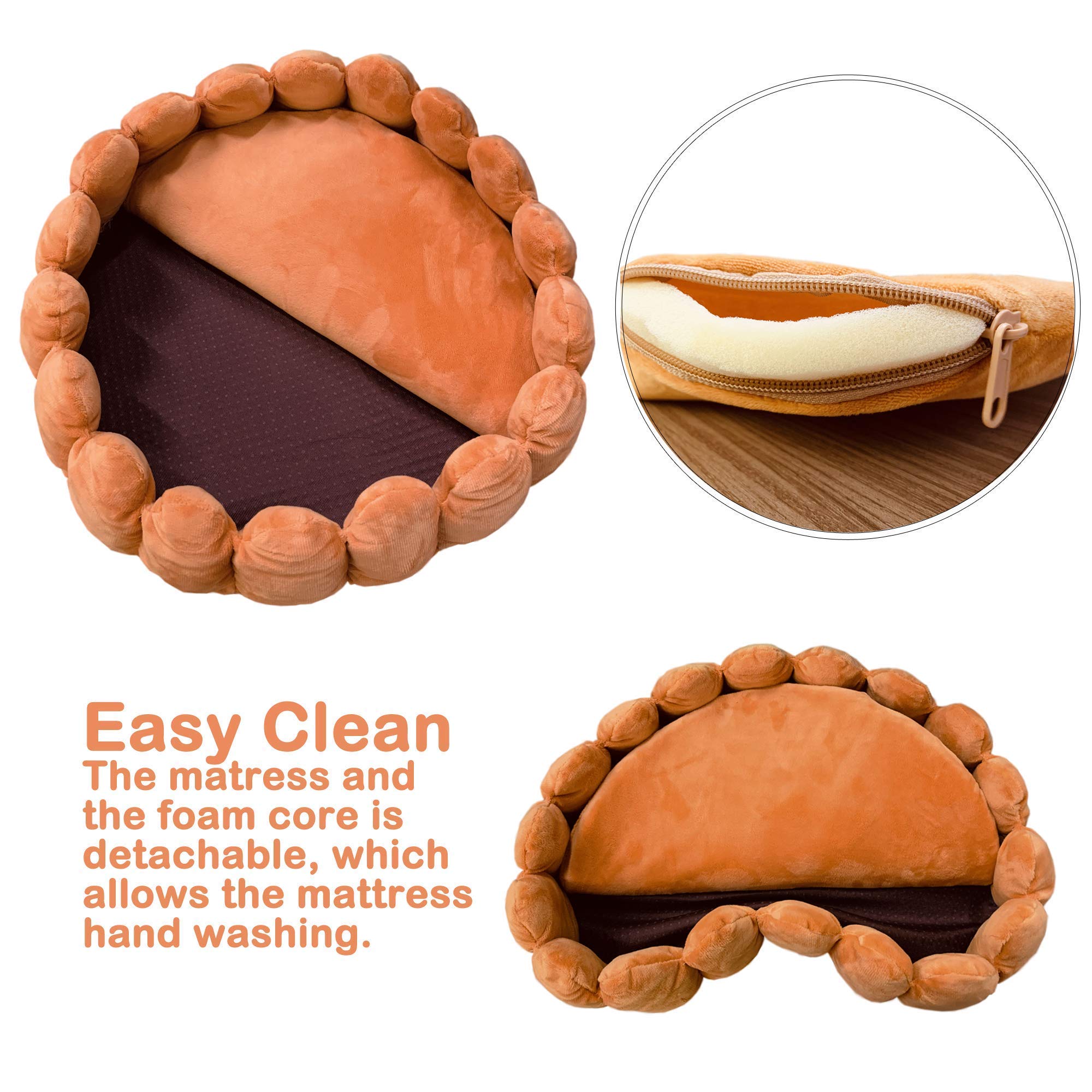 S-Lifeeling Fashion Pet Cushion Bed Detachable Updated Version Winter Plush Nest Kennel Lovely Tart Warm Comfortable Extended Dog Mat Pad Cat Mat (Tart-Large)