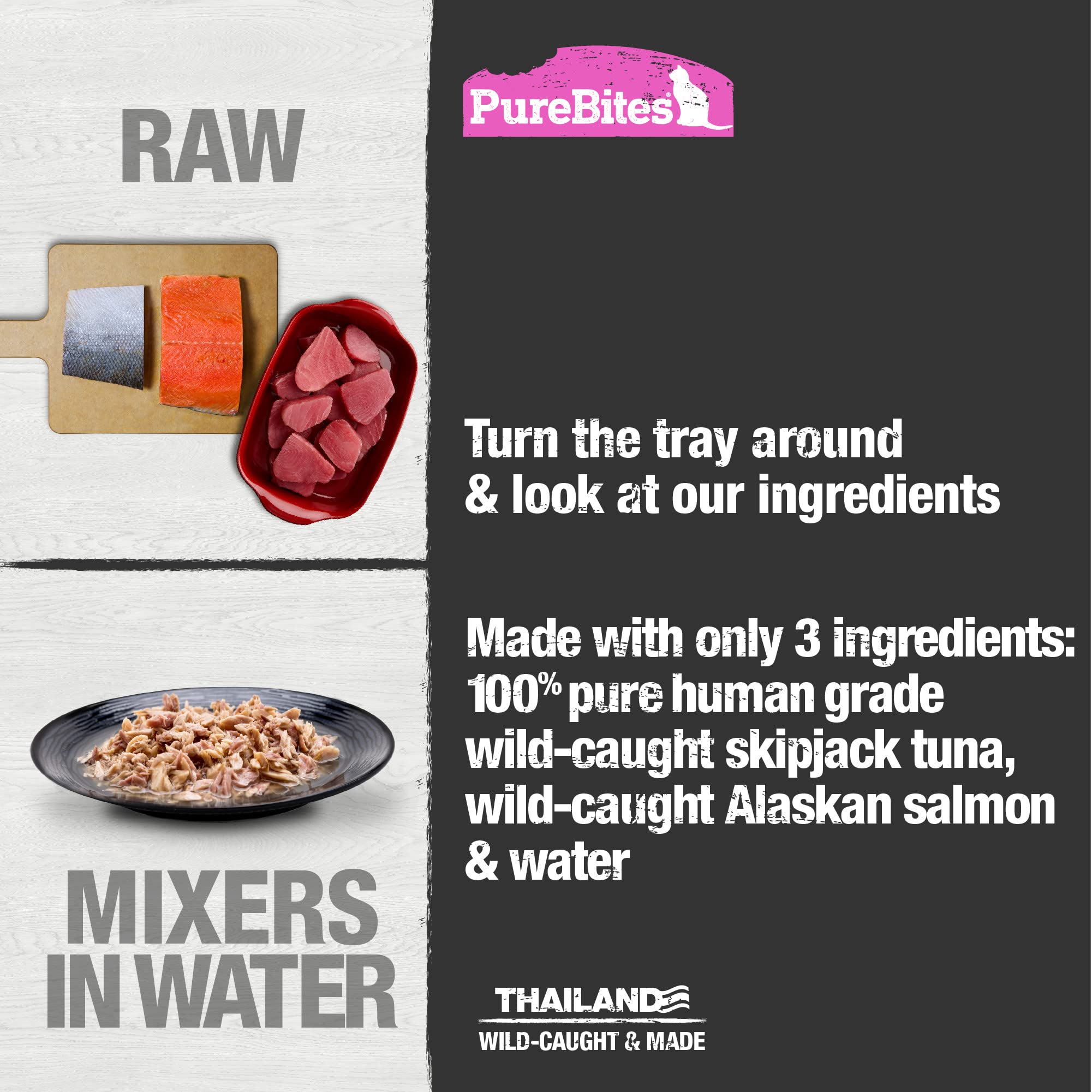 PureBites Tuna & Salmon Mixers for Cats, only 3 Ingredients, case of 12
