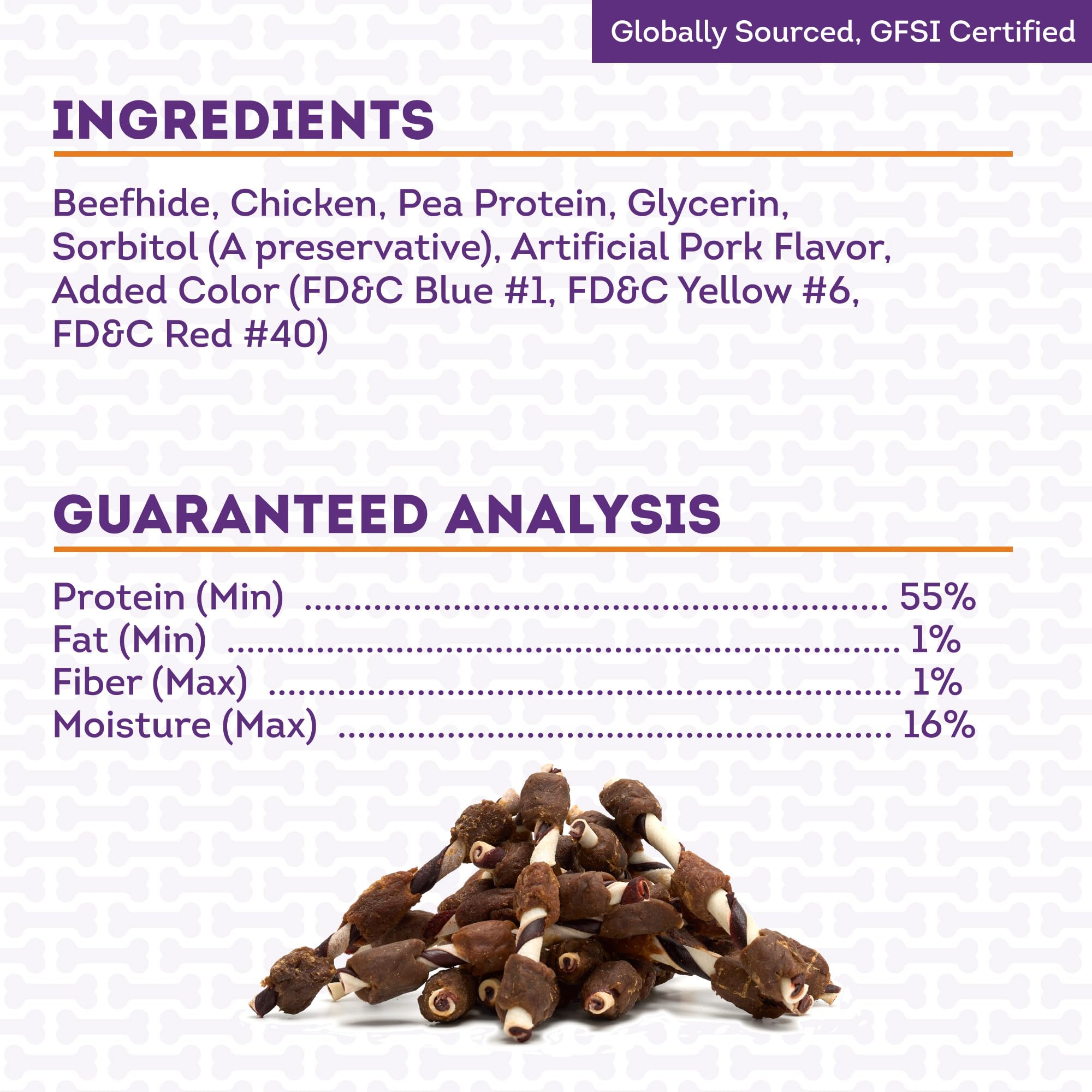 Treatly Combo Chews Rawhide/Pork Flavor Rawhide Kabob 5 w/Duck/Chicken Meat Wrap Dog Chew Treats - 18 Count/1 Pack