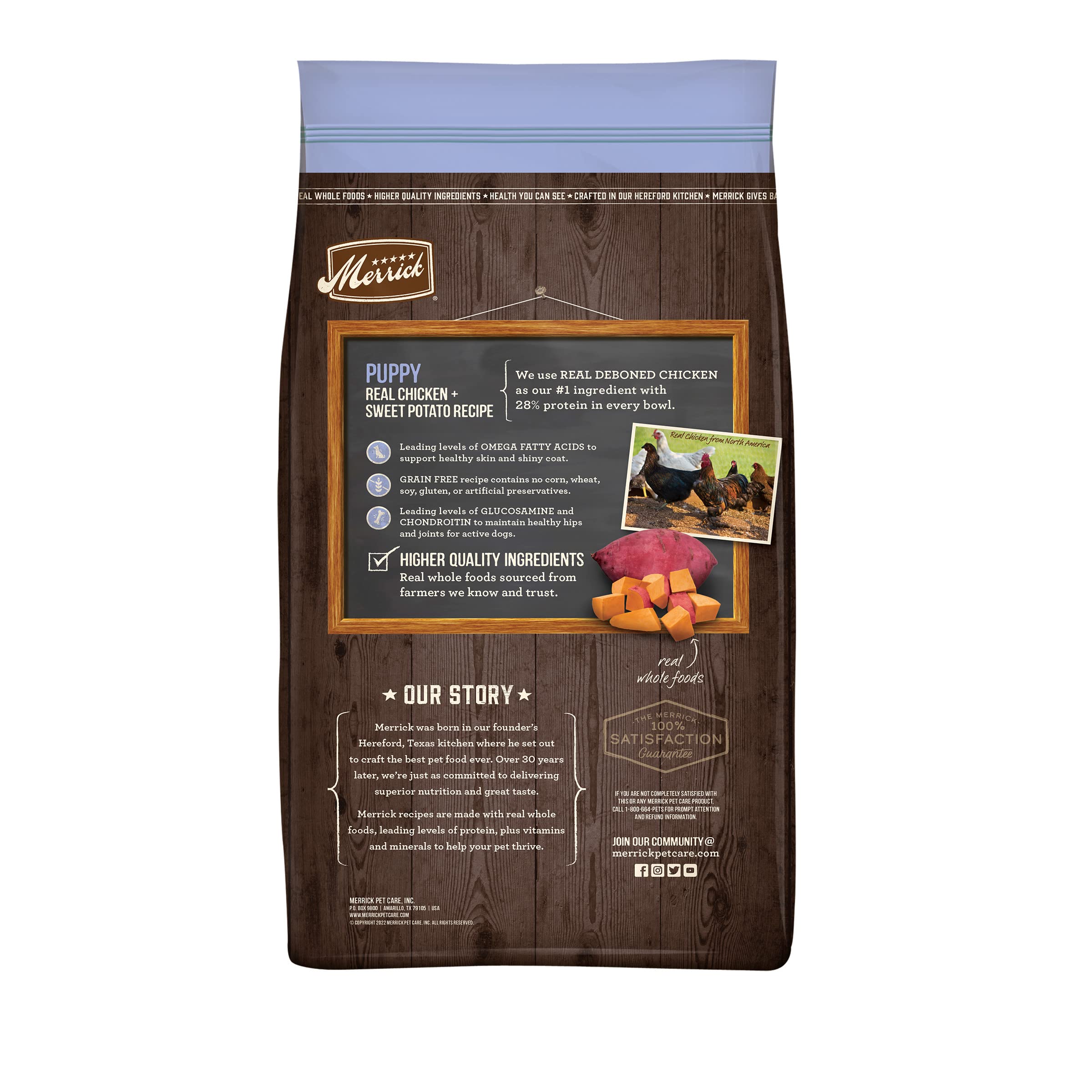 Merrick Premium Grain Free Dry Puppy Food, Wholesome And Natural Kibble With Real Chicken and Sweet Potato - 4.0 lb. Bag