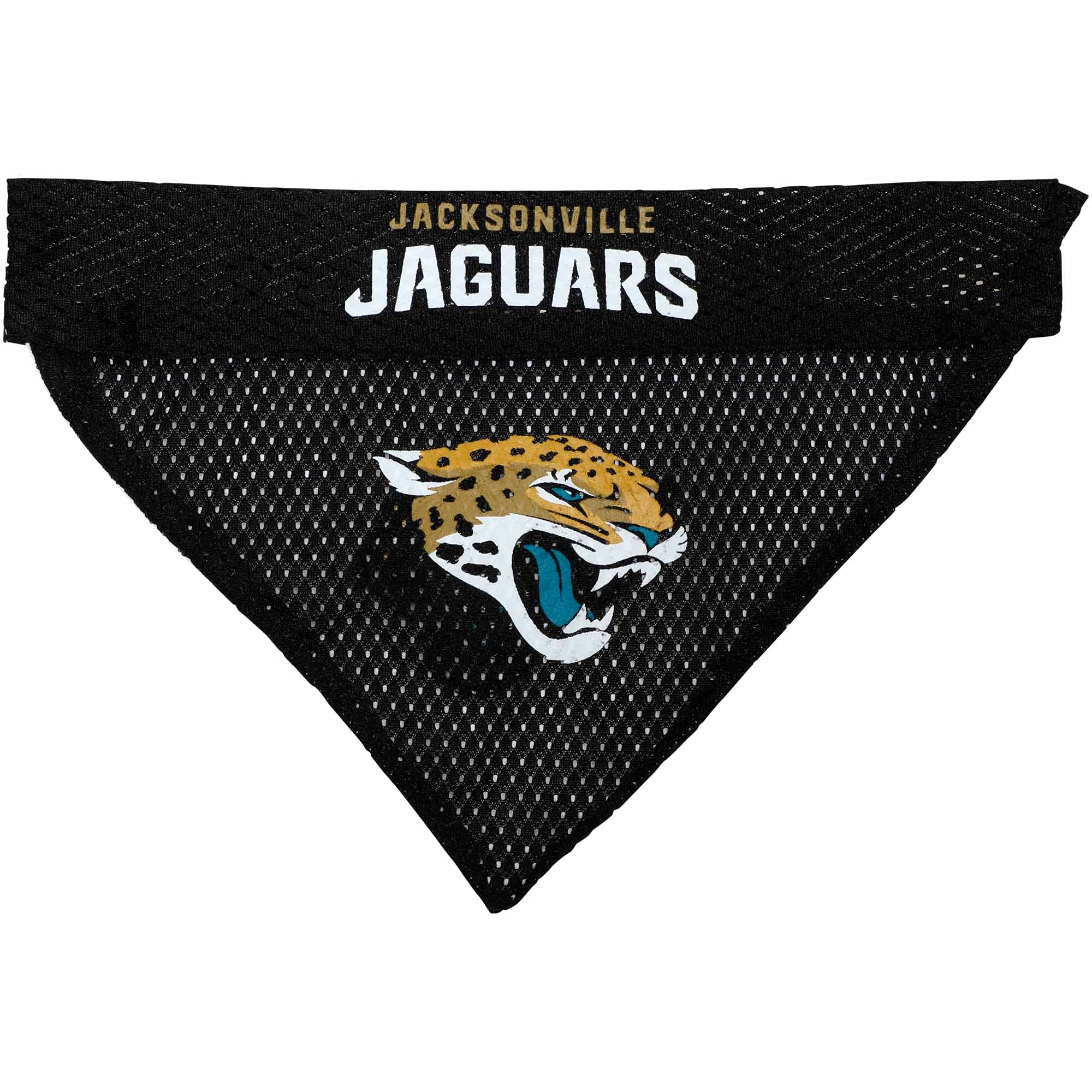 NFL DOG BANDANA - JACKSONVILLE JAGUARS REVERSIBLE PET BANDANA. 2 Sided Sports Bandana with a PREMIUM Embroidery TEAM LOGO, Large