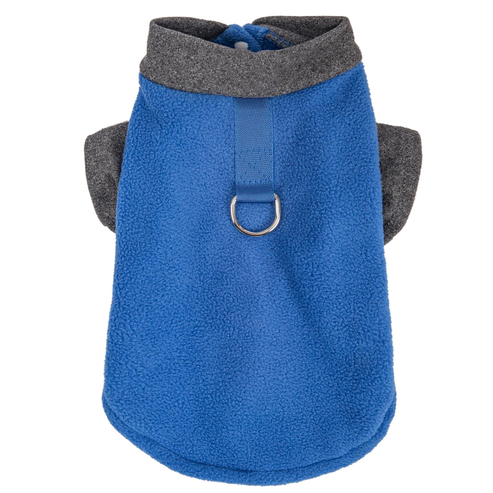Fabricastle Dog Sweater, Medium, Indigo For Small Dogs, Winter Coat With O-Ring Leash, Polyester Sweatshirt Cat Apparel Accessor