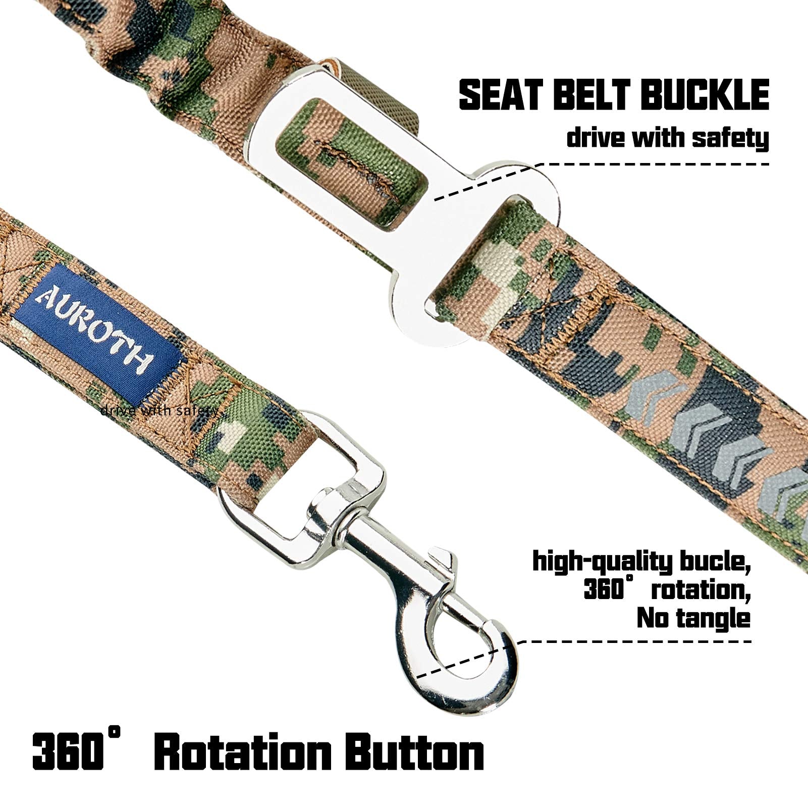 Auroth Dog Leash Large Dogs, Heavy Duty Dog Leash Bungee, No Pull Dog Leash For Shock Absorption, Woodland Camo Dog Training Lea