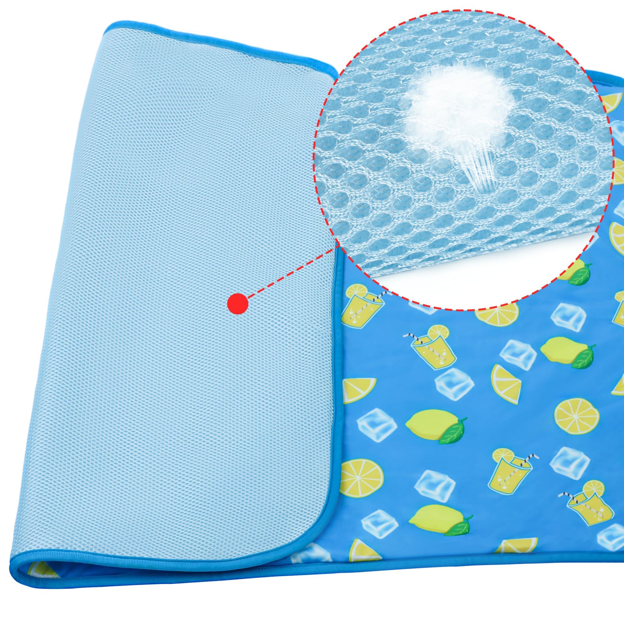 Nacoco Summer Pet Cooling Mat - Cat Dog Cushion Pad Sleeping Cool Lemon Comfortable Soft For Pets Kids And Adults (Dark Blue Lem