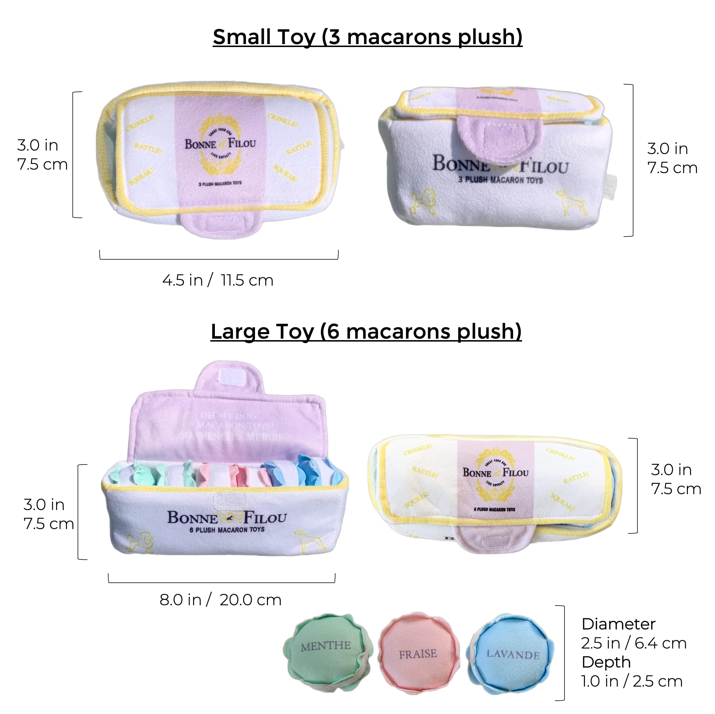 Bonne Et Filou 6 Count Macarons Shape Plush Squeaky Dog Toys Interactive Puppy Chew Toys For Aggressive Chewers Dog Toys For Sma