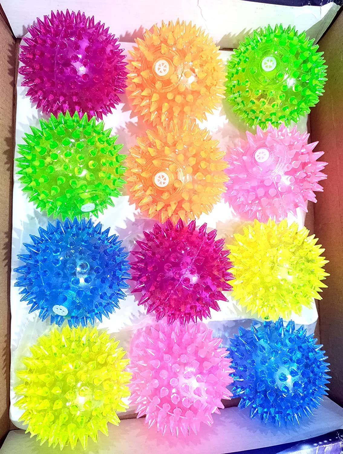 Woofy LED Spiked Rubber Ball Dog Toy for Puppies, Dogs & Cats  Squeaky Whistle Chew Ball  Interactive LightUp Pet Toy (Color 